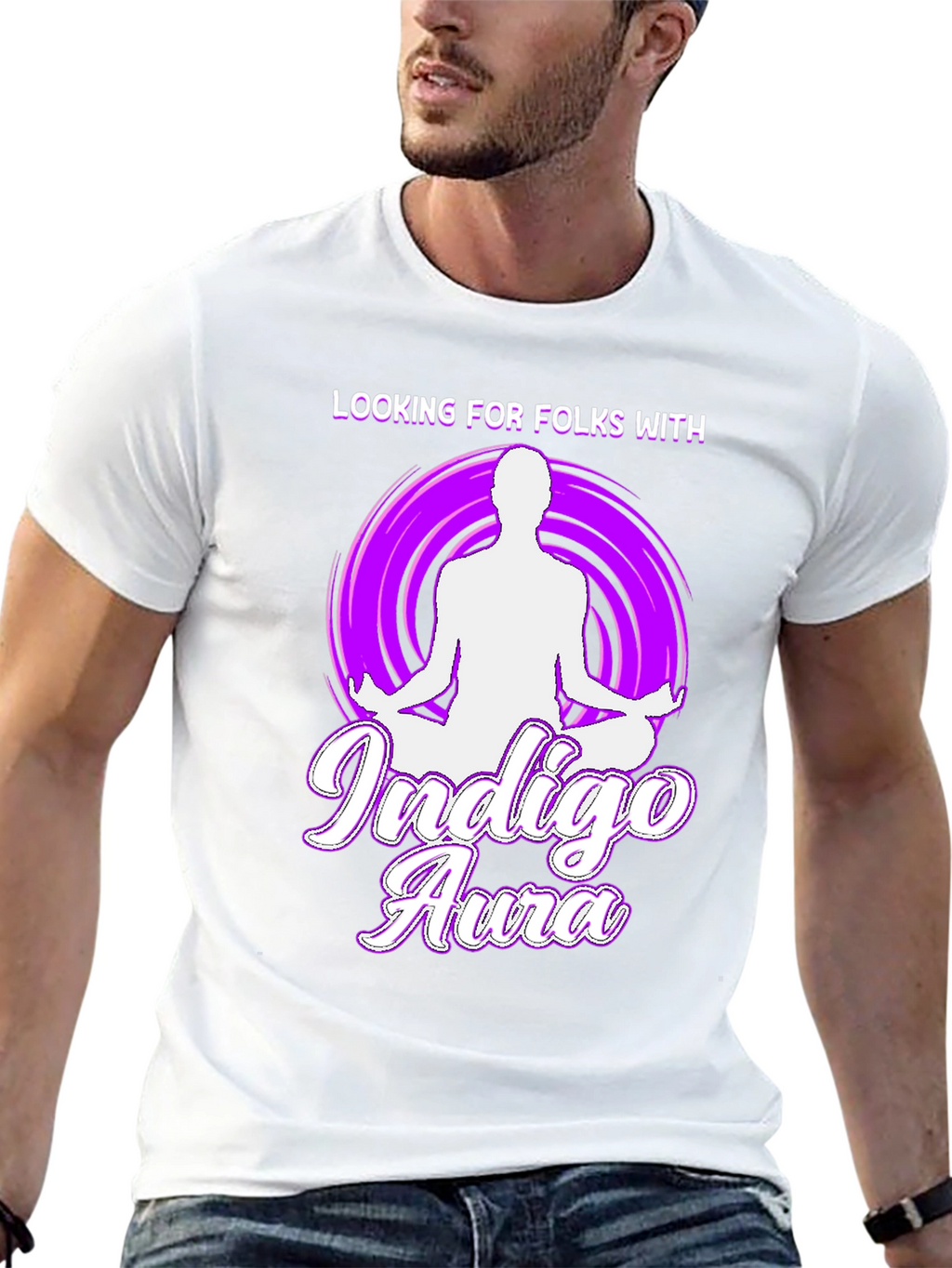 Indigo Aura T-Shirt - Meditating Design