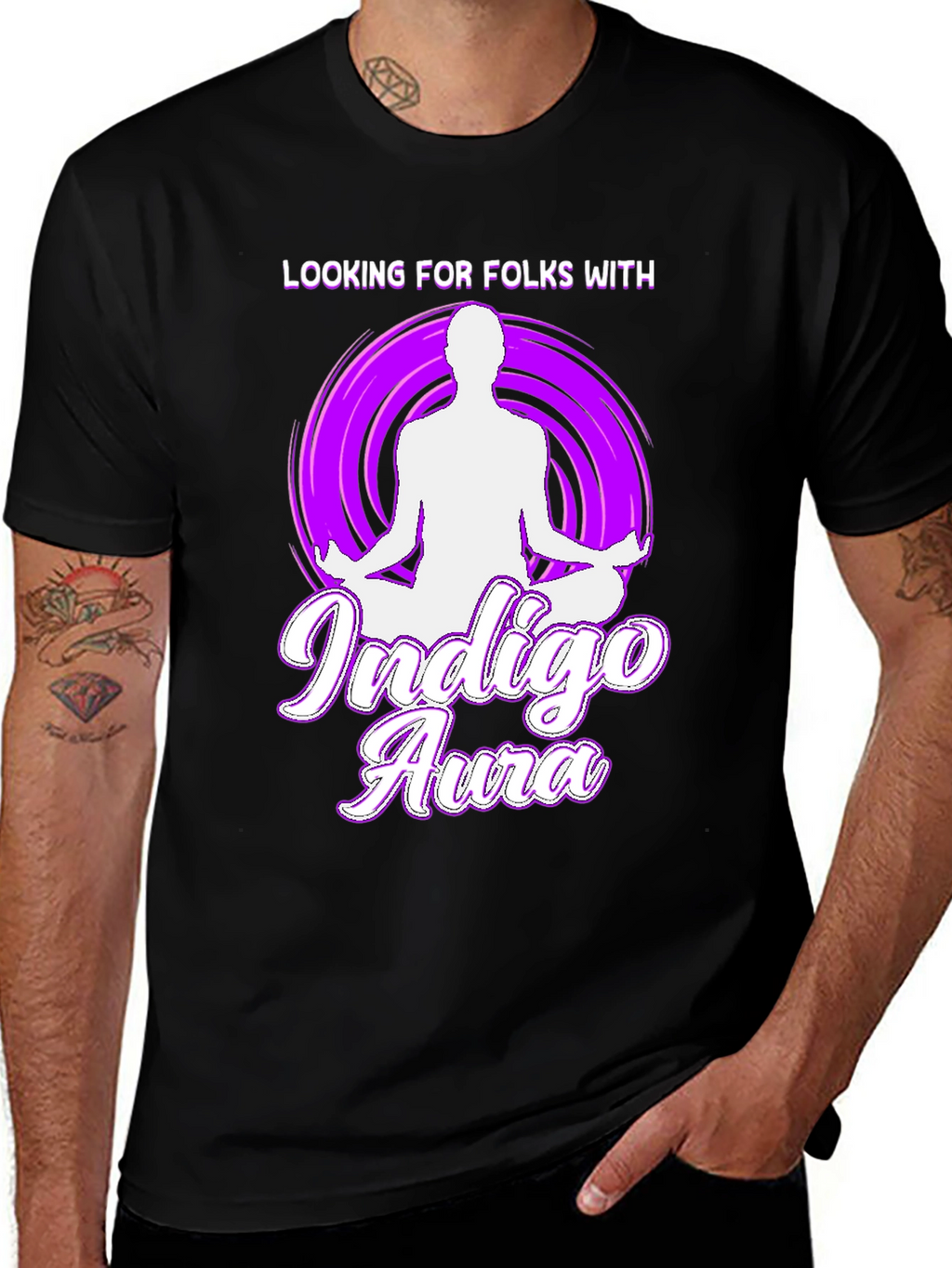 Indigo Aura T-Shirt - Meditating Design