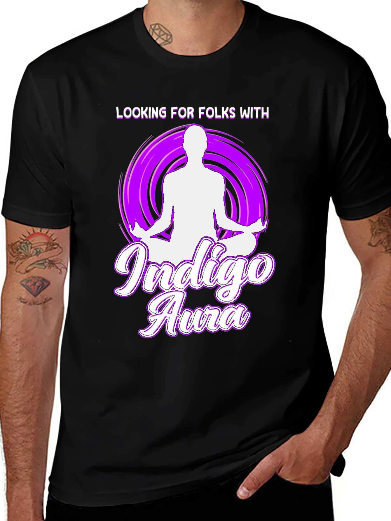 Indigo Aura T-Shirt - Meditating Design