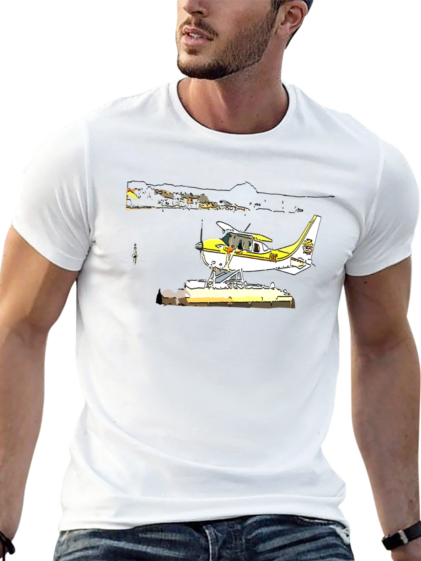 Seaplane Graphic T-Shirt - Black Cotton Tee