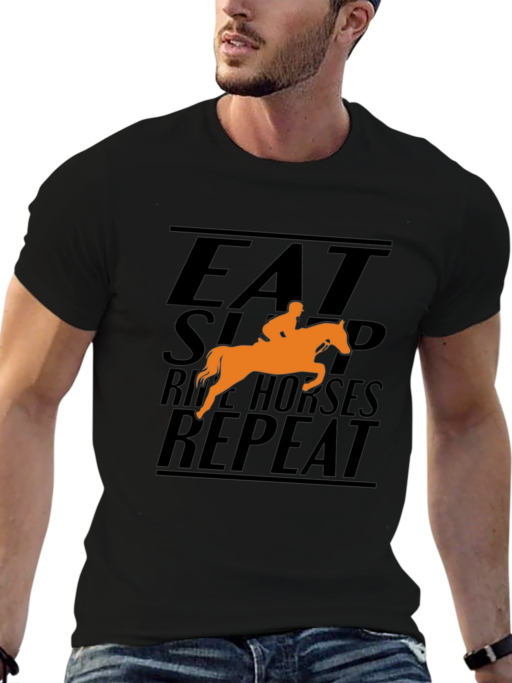 Eat Sleep Ride Horses Repeat Graphic T-Shirt