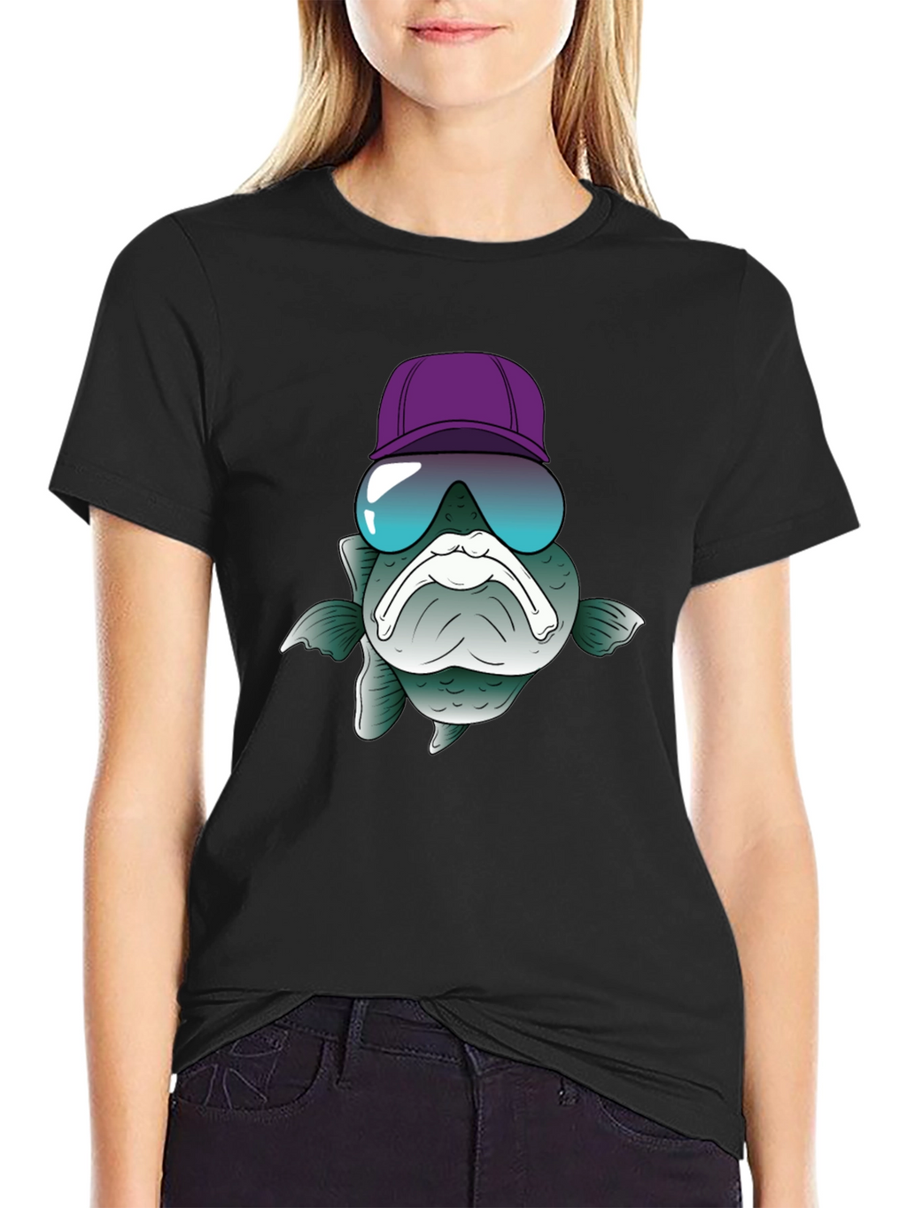 Funny Fish T-Shirt with Hat and Sunglasses