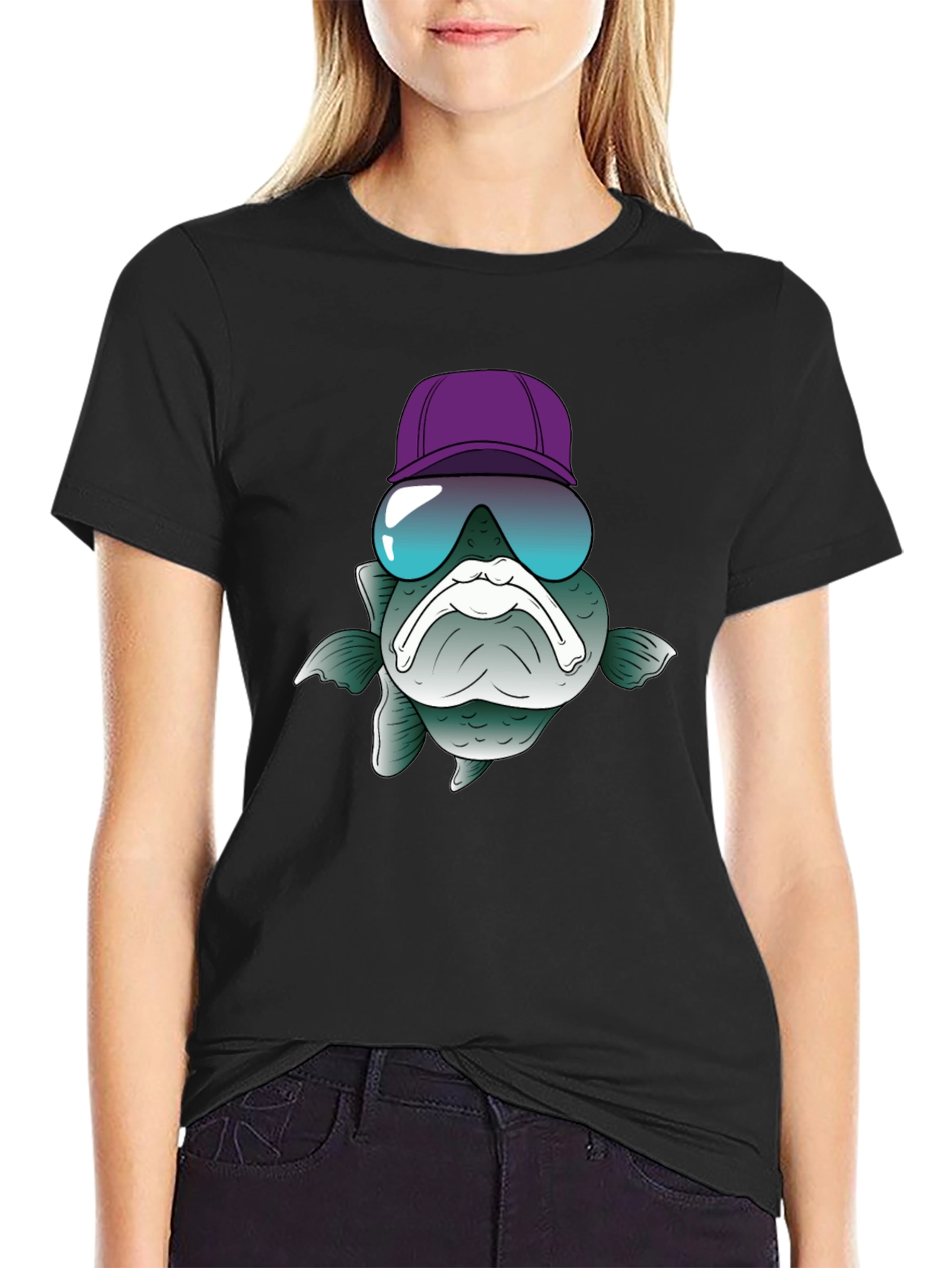 Funny Fish T-Shirt with Hat and Sunglasses