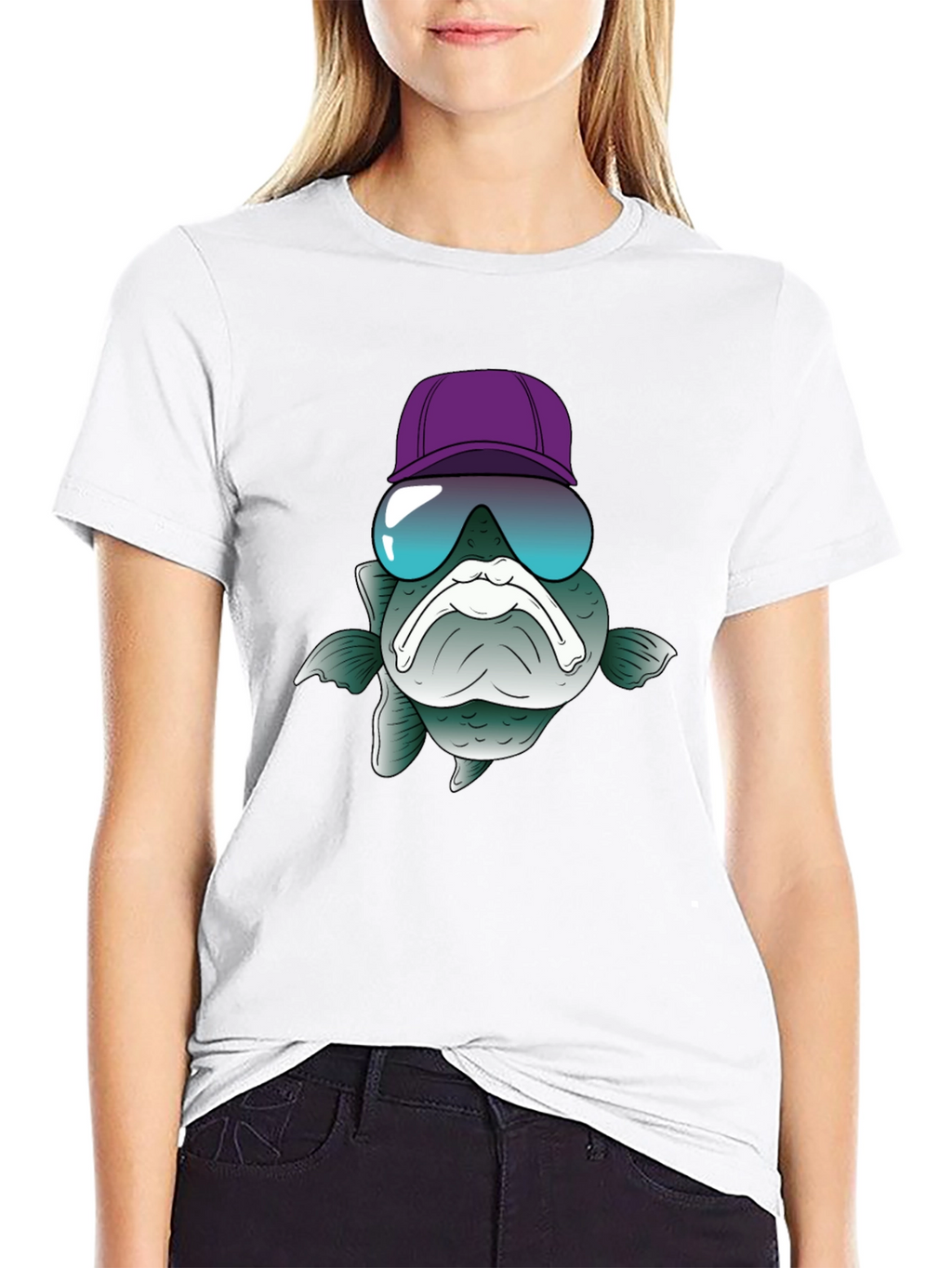 Funny Fish T-Shirt with Hat and Sunglasses