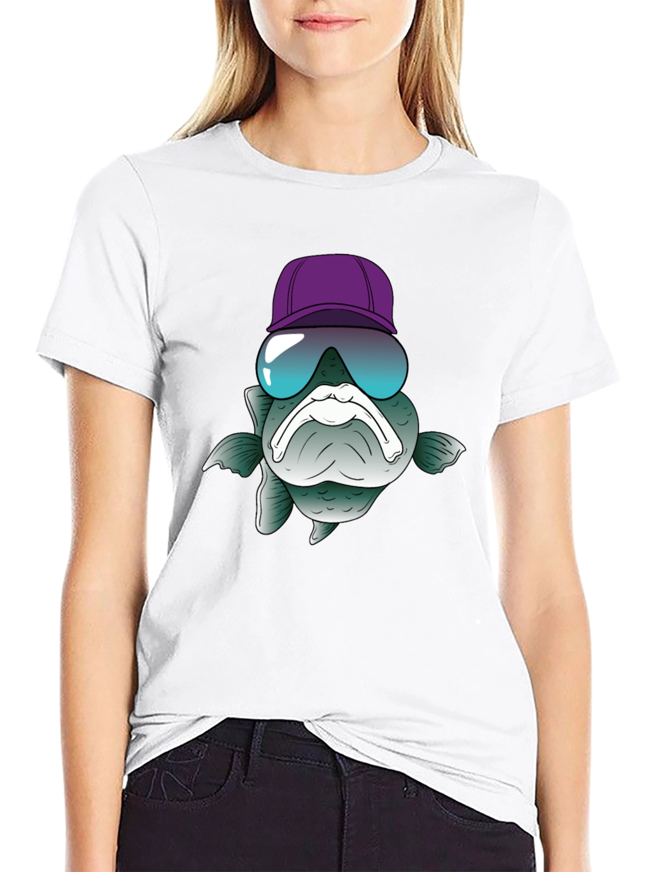 Funny Fish T-Shirt with Hat and Sunglasses