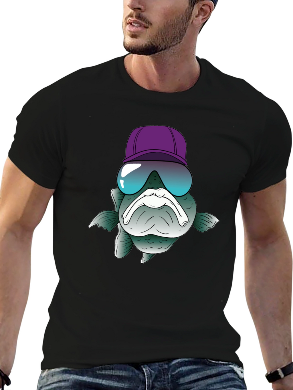 Funny Fish T-Shirt with Hat and Sunglasses