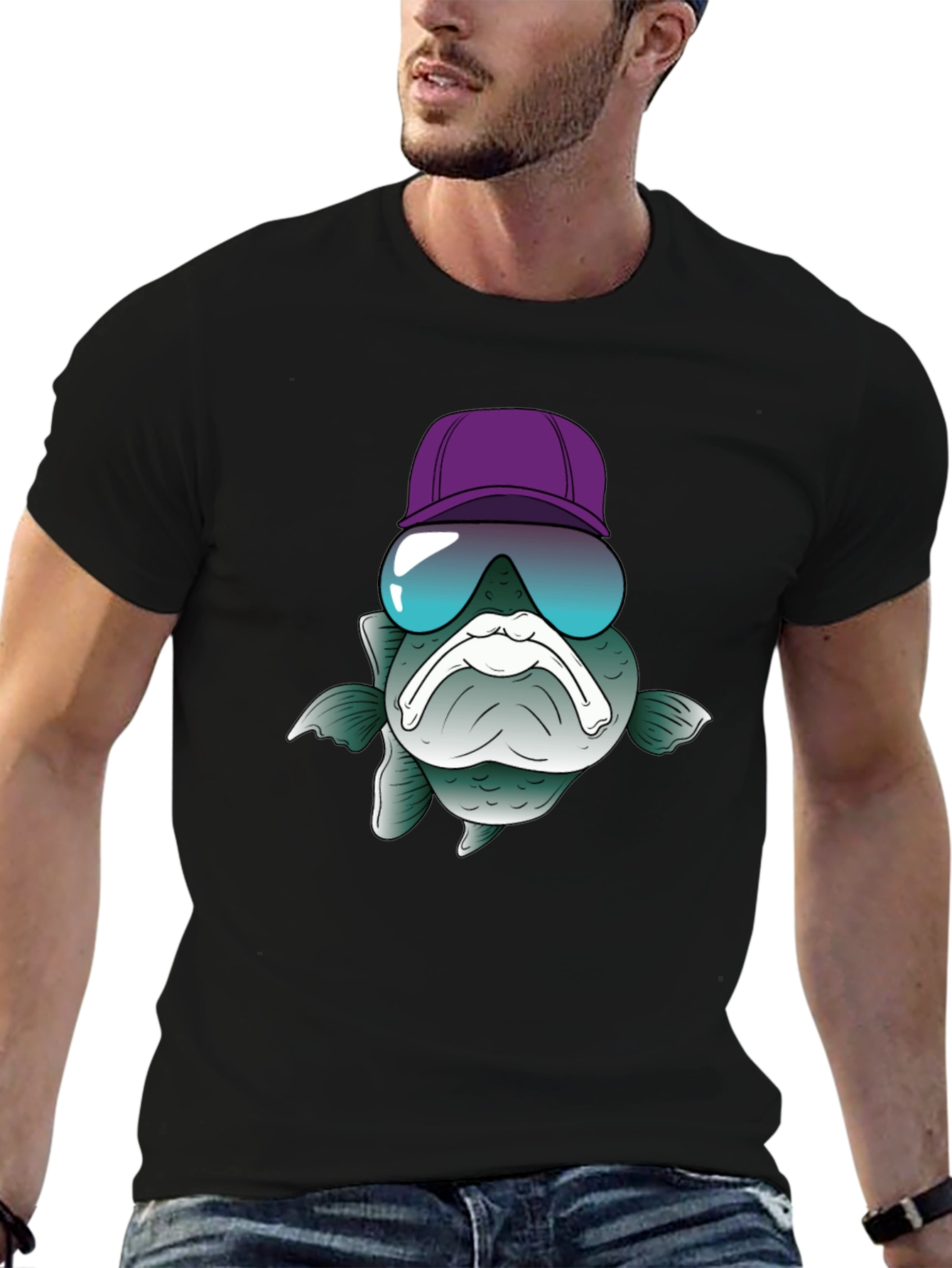 Funny Fish T-Shirt with Hat and Sunglasses
