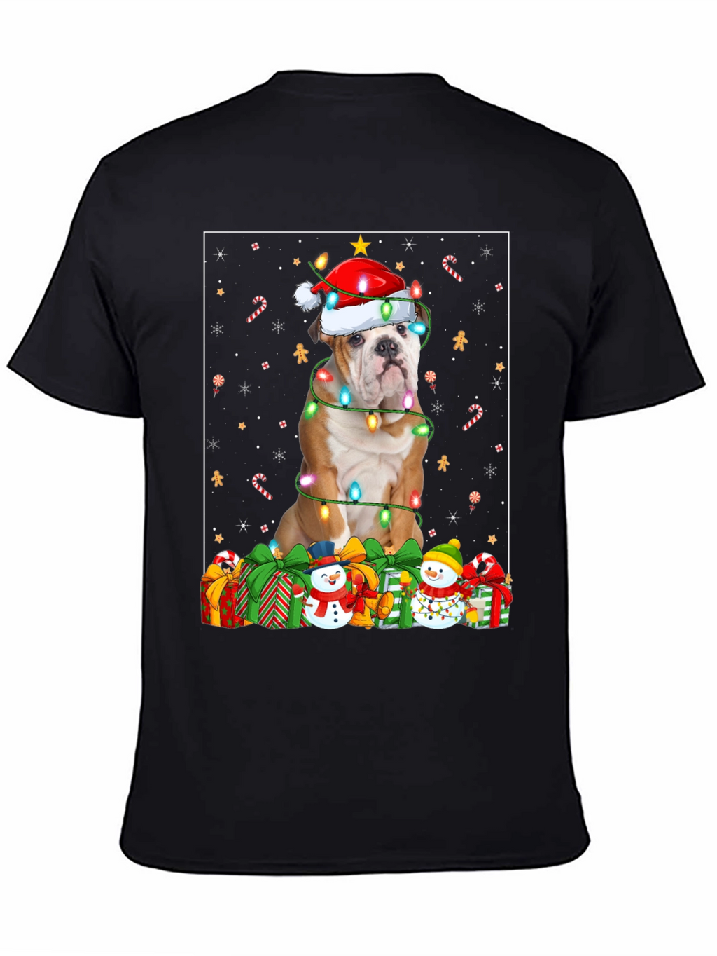 Bulldog Christmas Lights T-Shirt