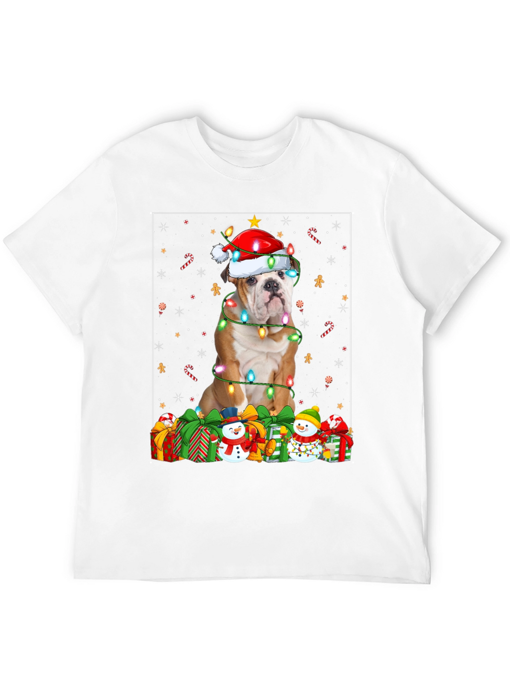 Bulldog Christmas Lights T-Shirt