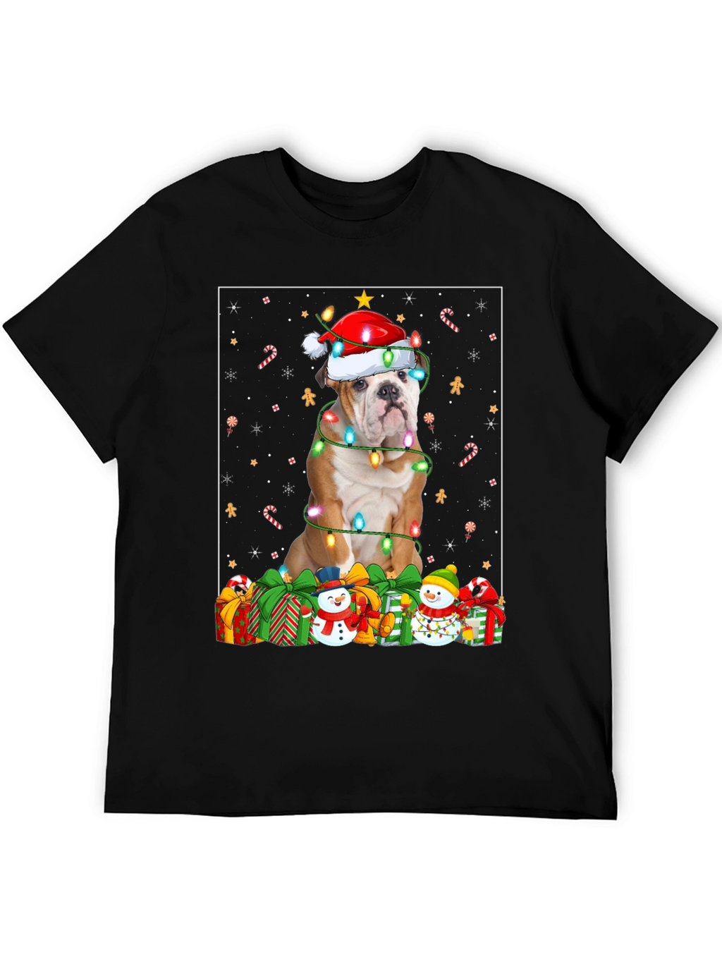 Bulldog Christmas Lights T-Shirt