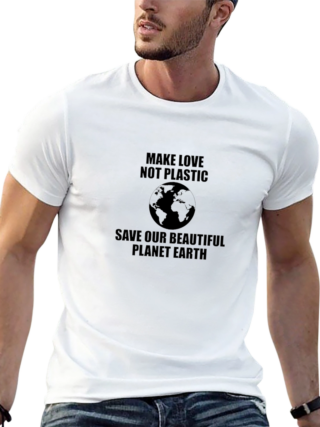 Eco-Friendly Make Love Not Plastic Black T-Shirt