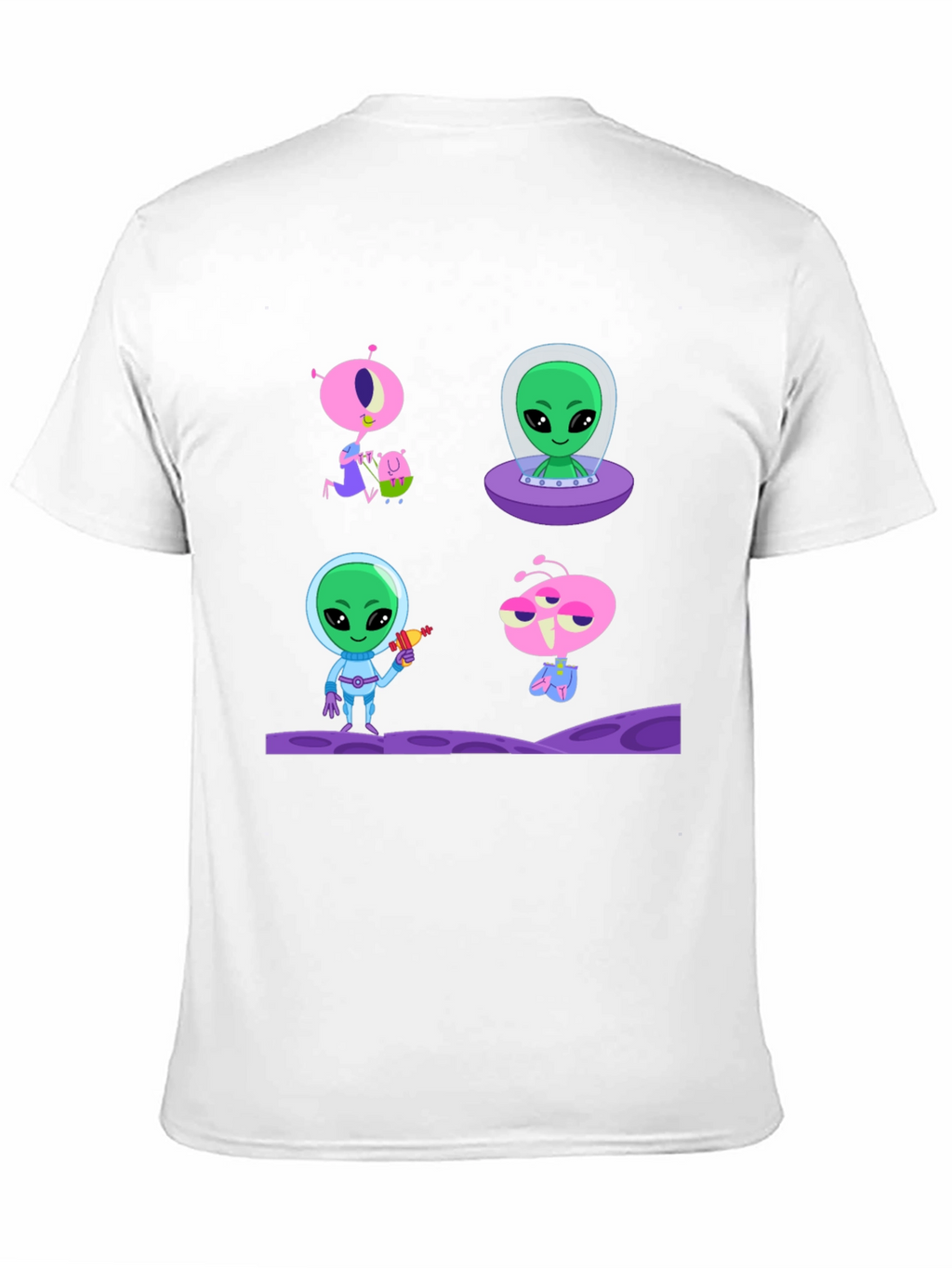 Alien Cartoon Graphic T-Shirt - Black Cotton Tee