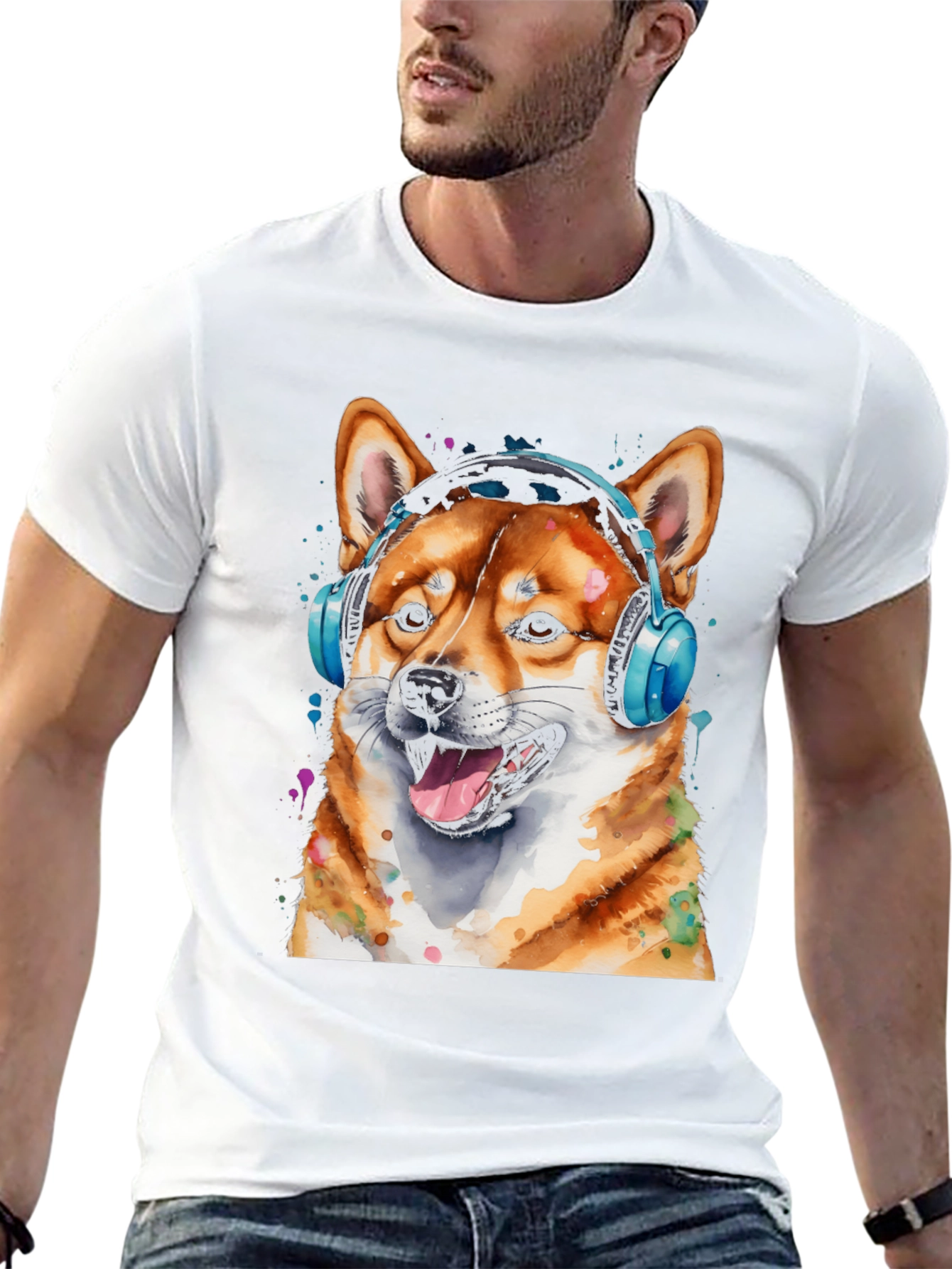 Cool Shiba Inu Headphones T-Shirt