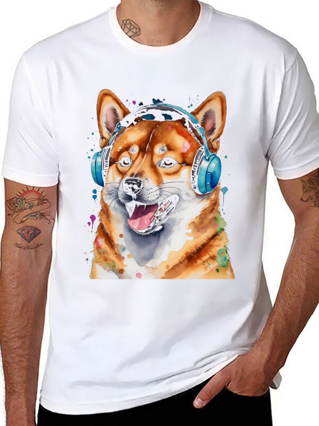 Cool Shiba Inu Headphones T-Shirt