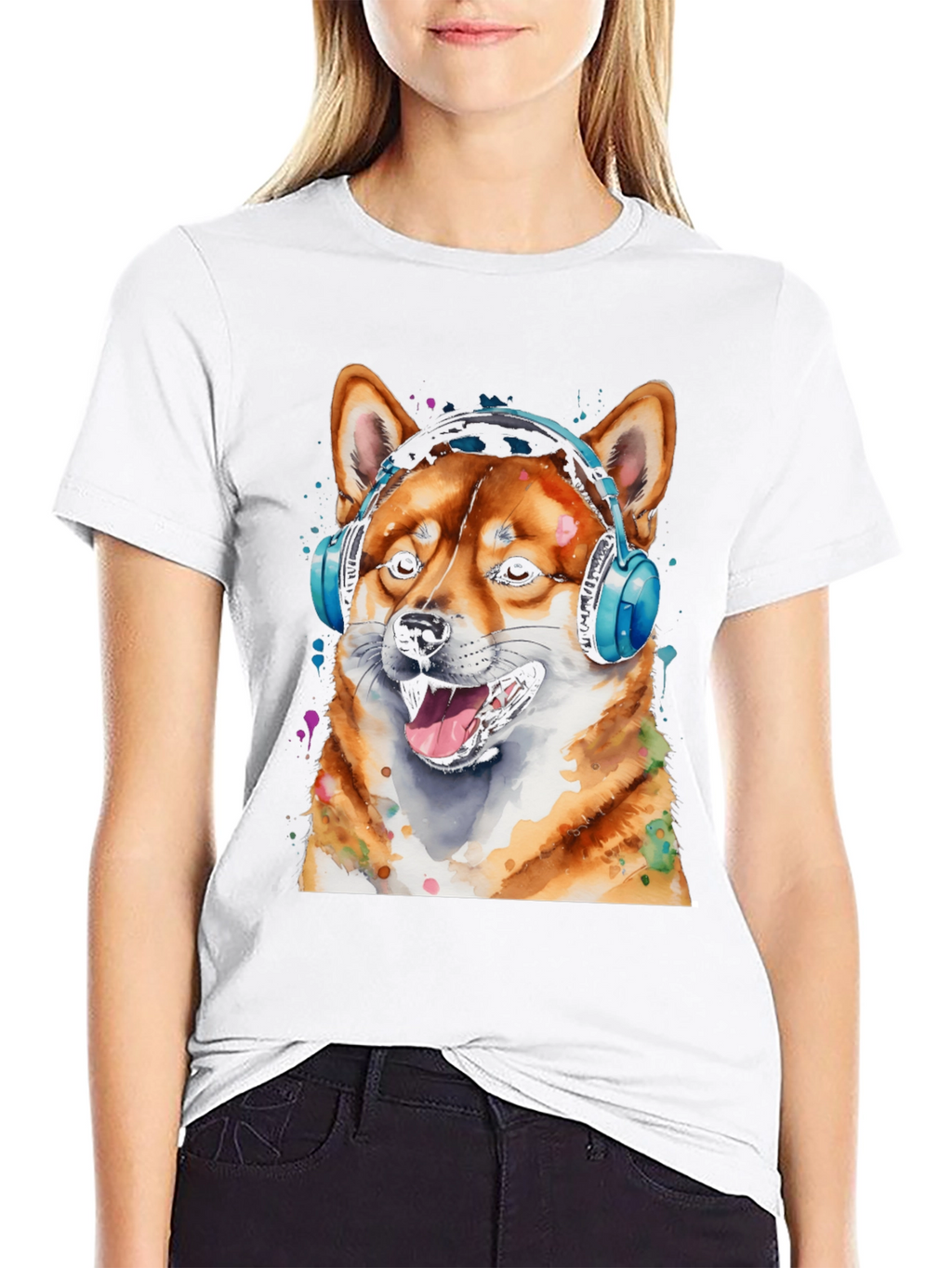 Cool Shiba Inu Headphones T-Shirt