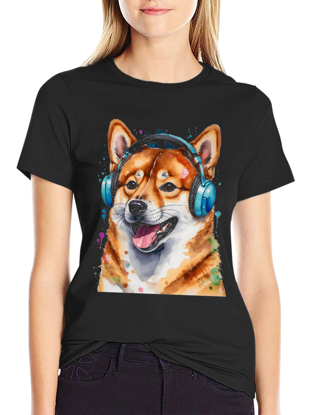 Cool Shiba Inu Headphones T-Shirt