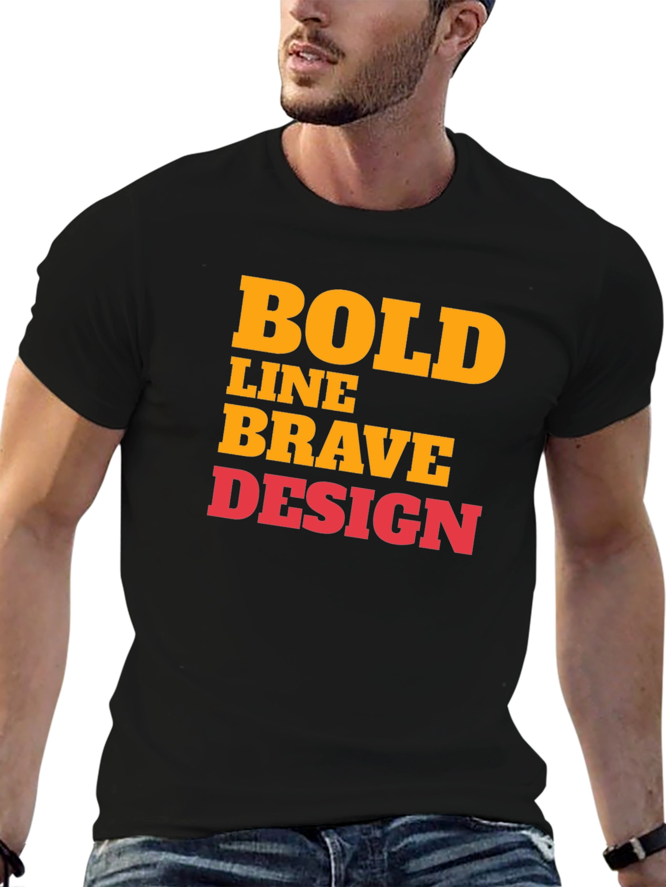 Bold Graphic Print T-Shirt - Brave Design