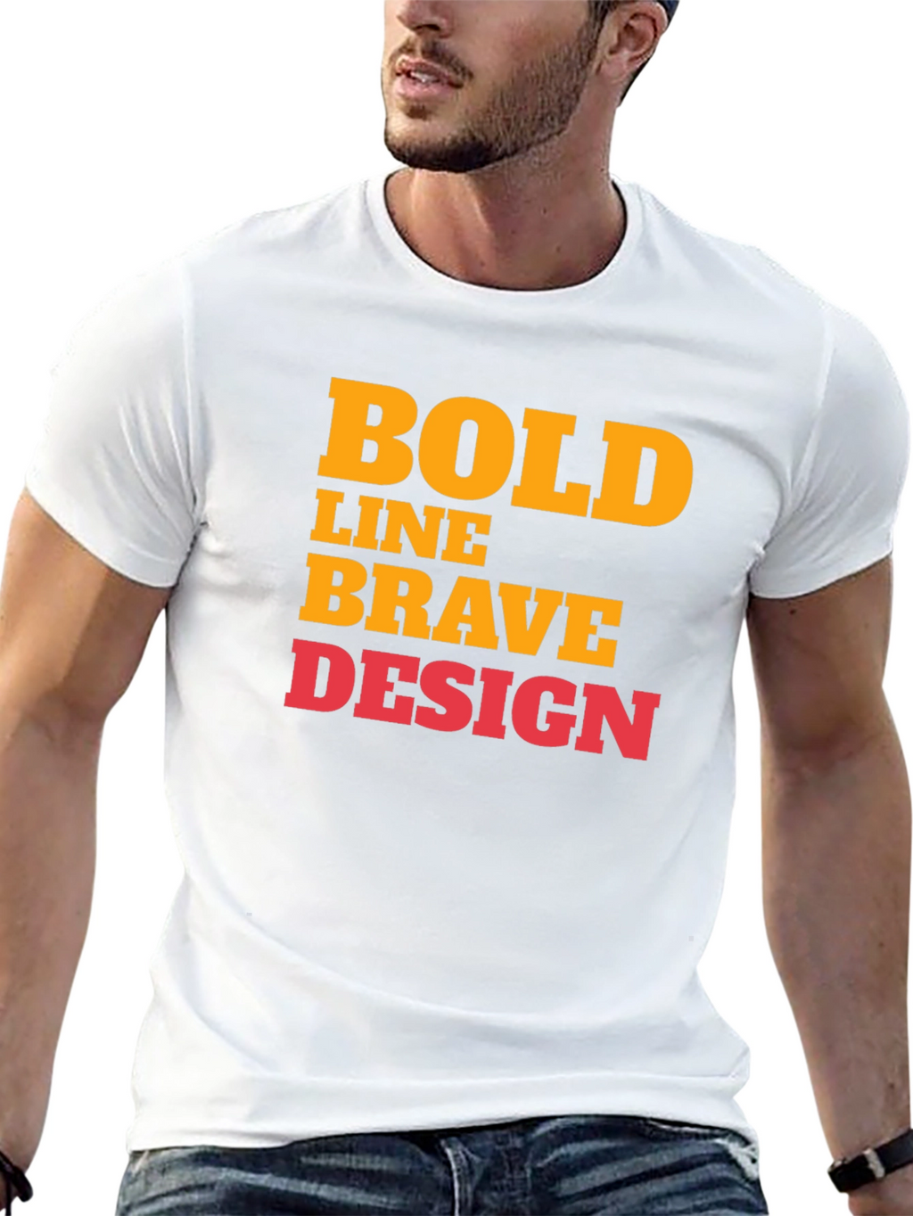 Bold Graphic Print T-Shirt - Brave Design