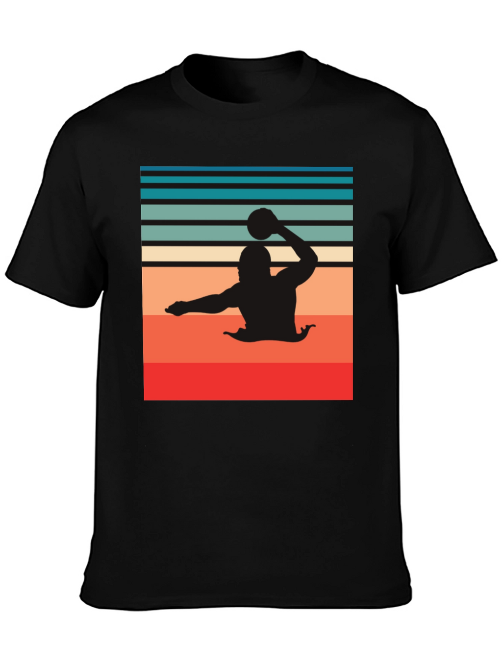 Retro Water Polo Player T-Shirt - Black