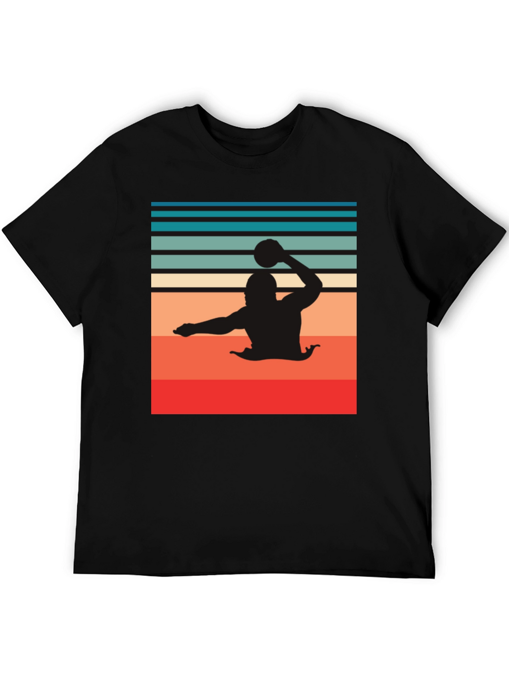 Retro Water Polo Player T-Shirt - Black