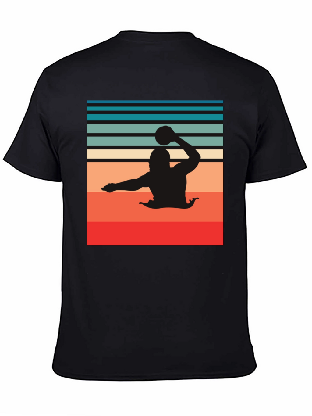 Retro Water Polo Player T-Shirt - Black