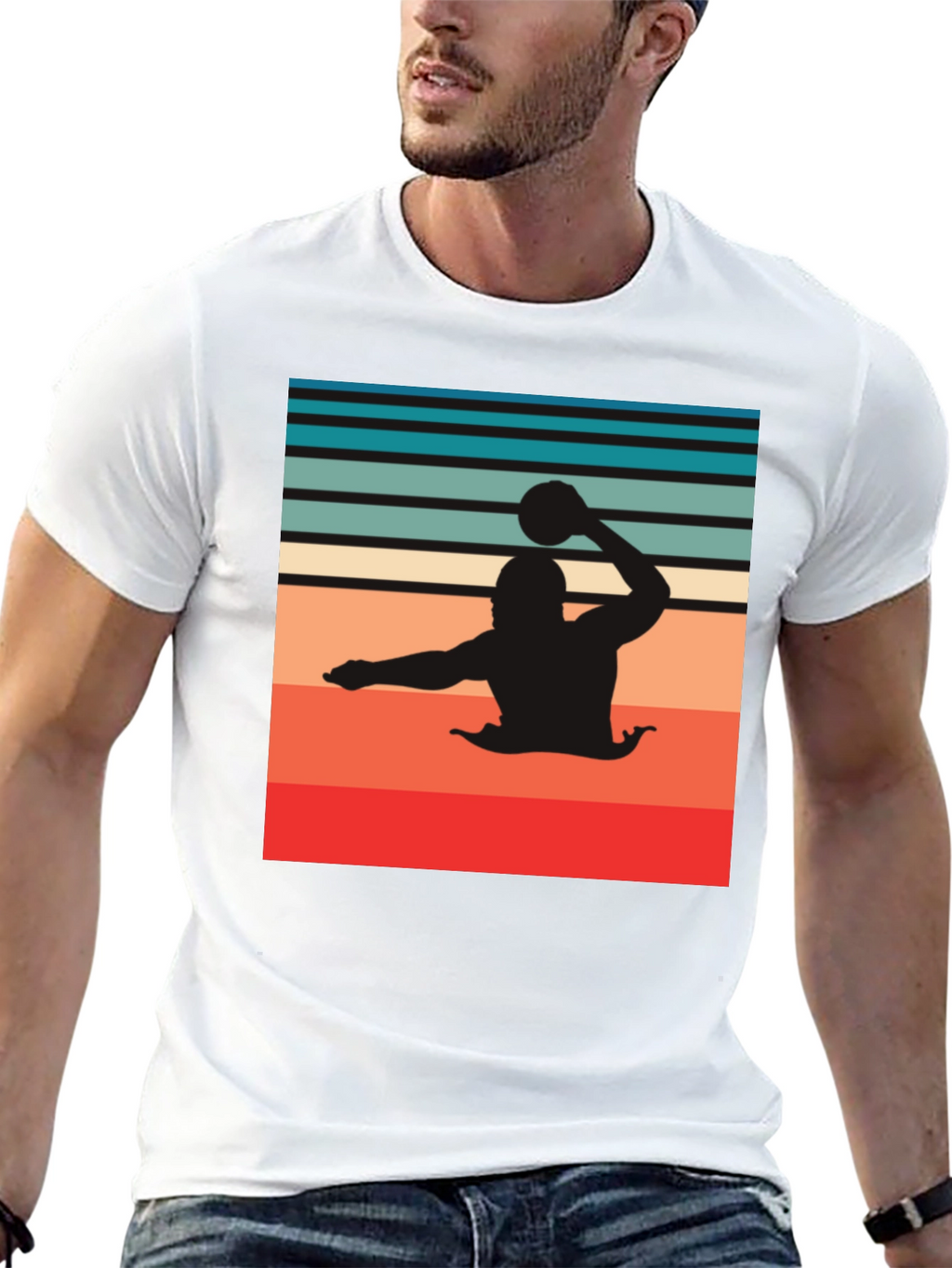 Retro Water Polo Player T-Shirt - Black