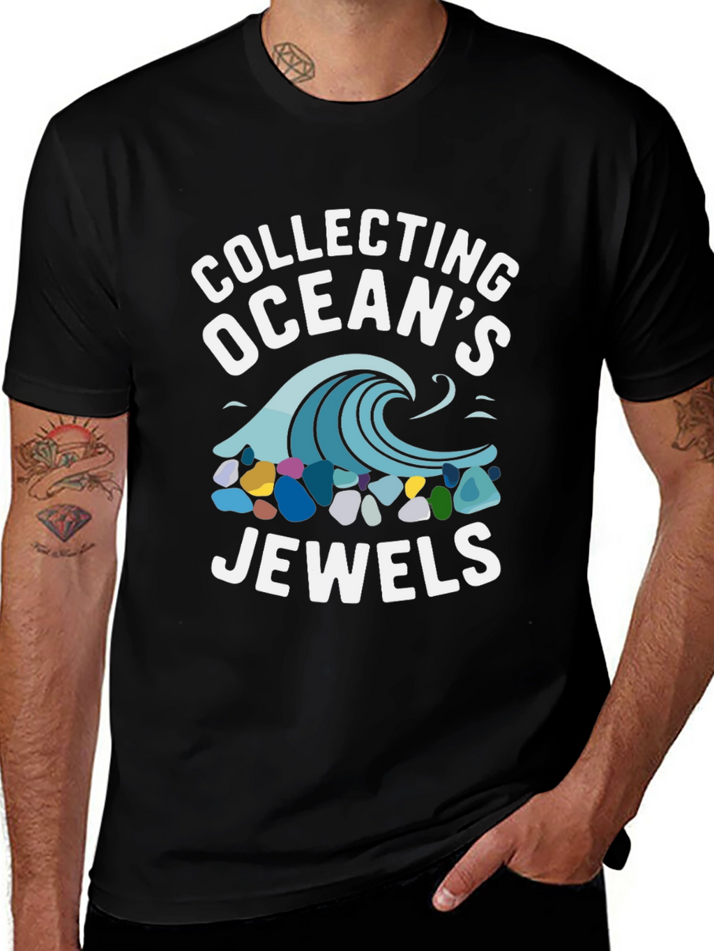 Collecting Oceans Jewels Black Graphic Tee