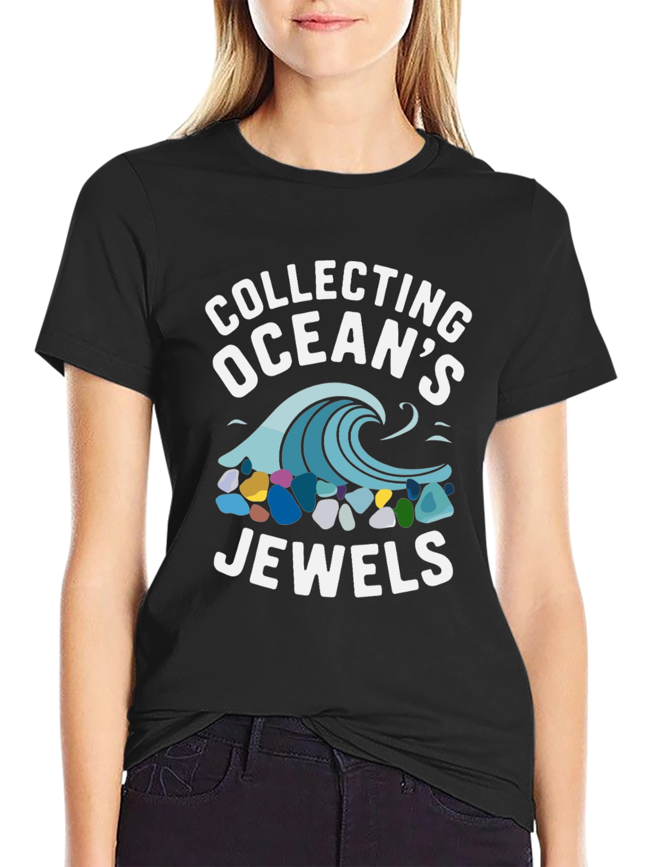 Collecting Oceans Jewels Black Graphic Tee