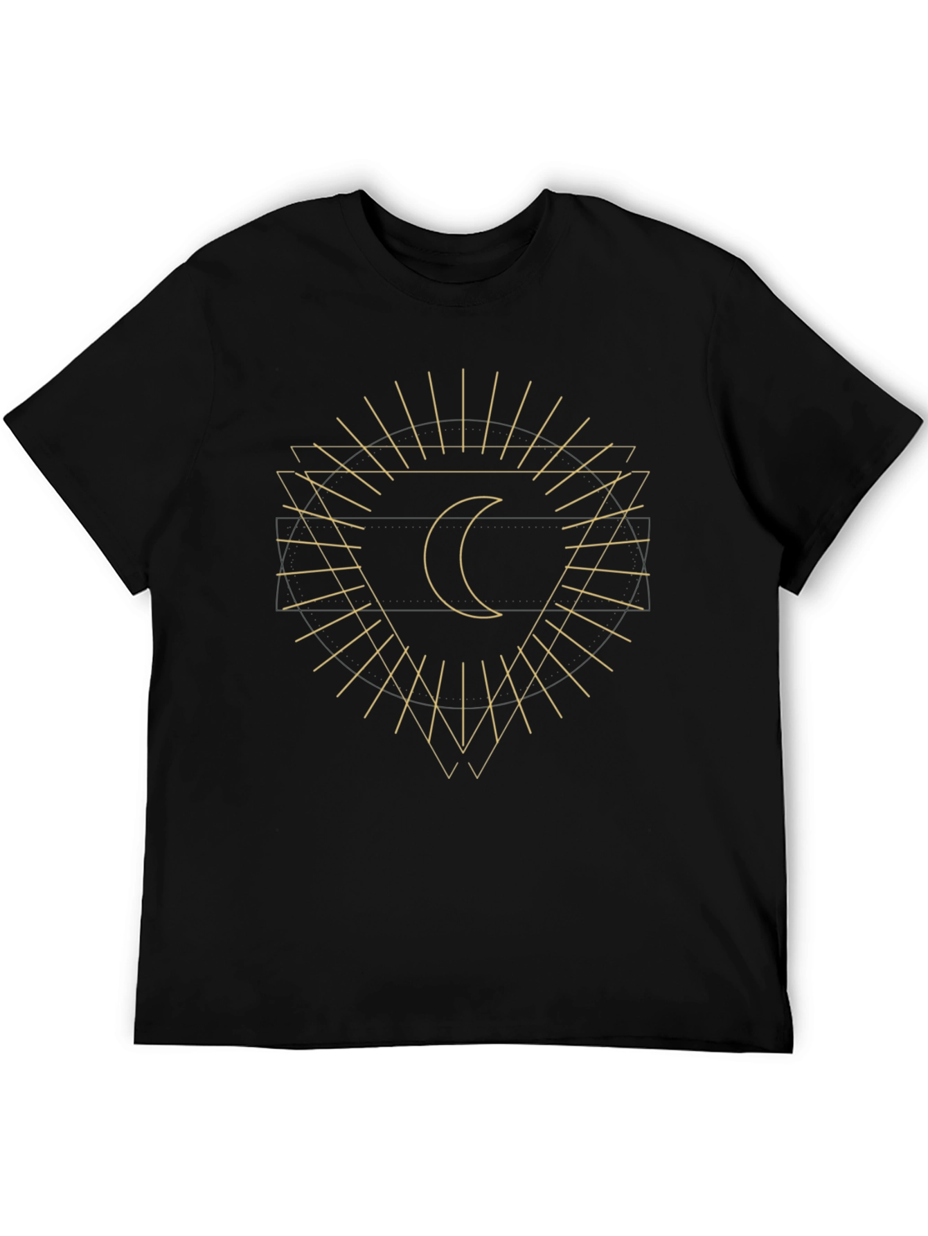 Geometric Moon Graphic Black T-Shirt