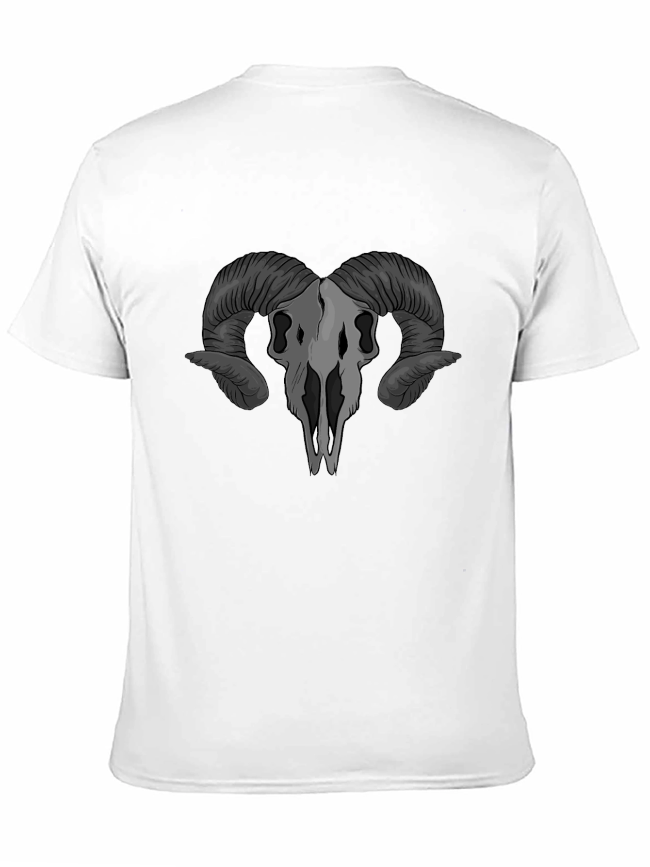 Ram Skull Graphic T-Shirt - Gothic Style