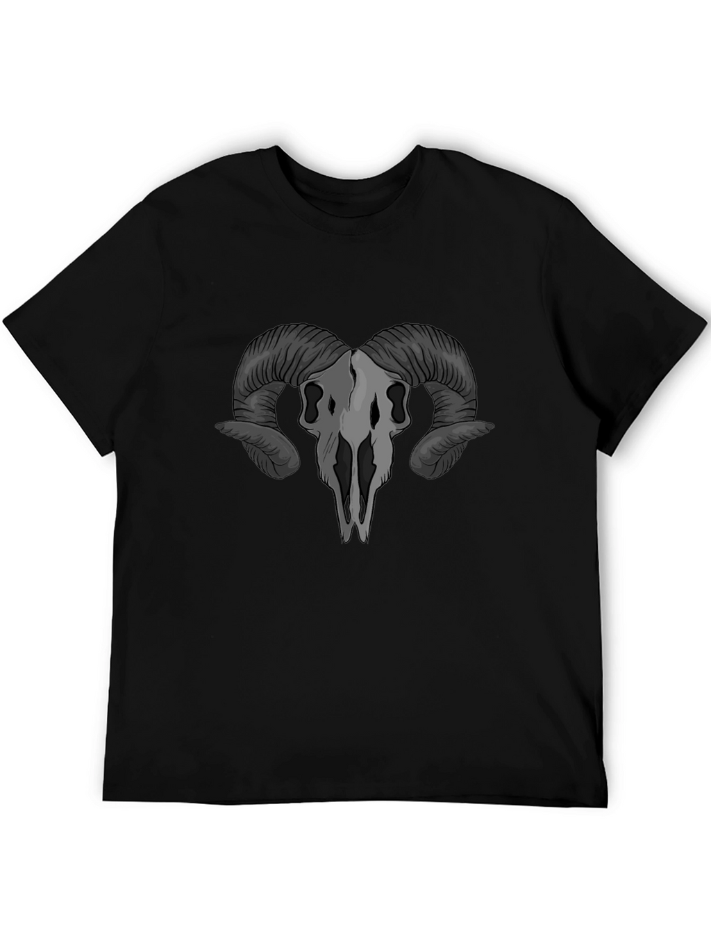 Ram Skull Graphic T-Shirt - Gothic Style