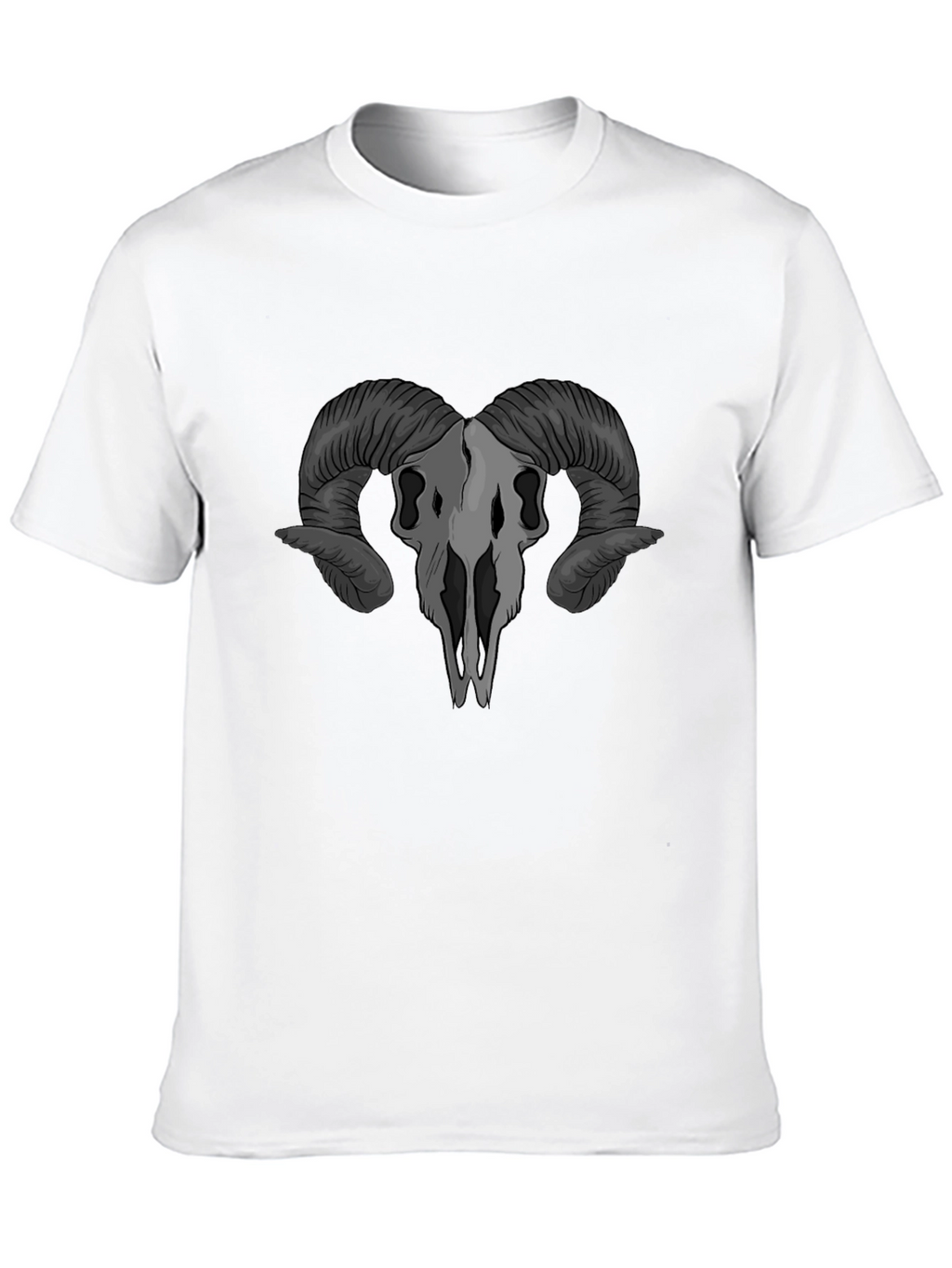 Ram Skull Graphic T-Shirt - Gothic Style