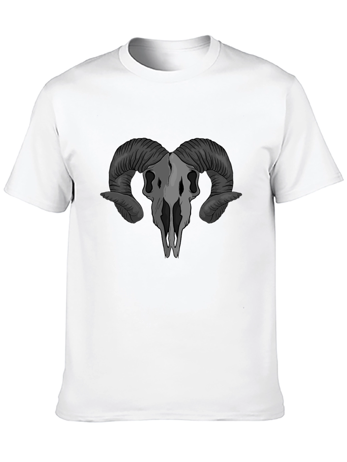 Ram Skull Graphic T-Shirt - Gothic Style