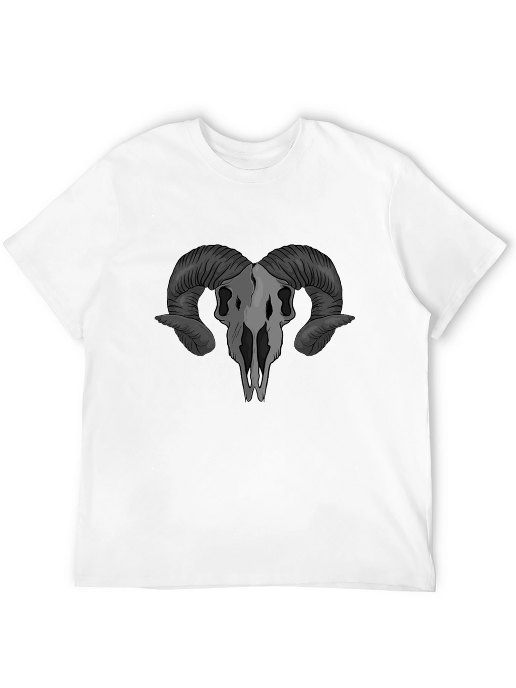 Ram Skull Graphic T-Shirt - Gothic Style