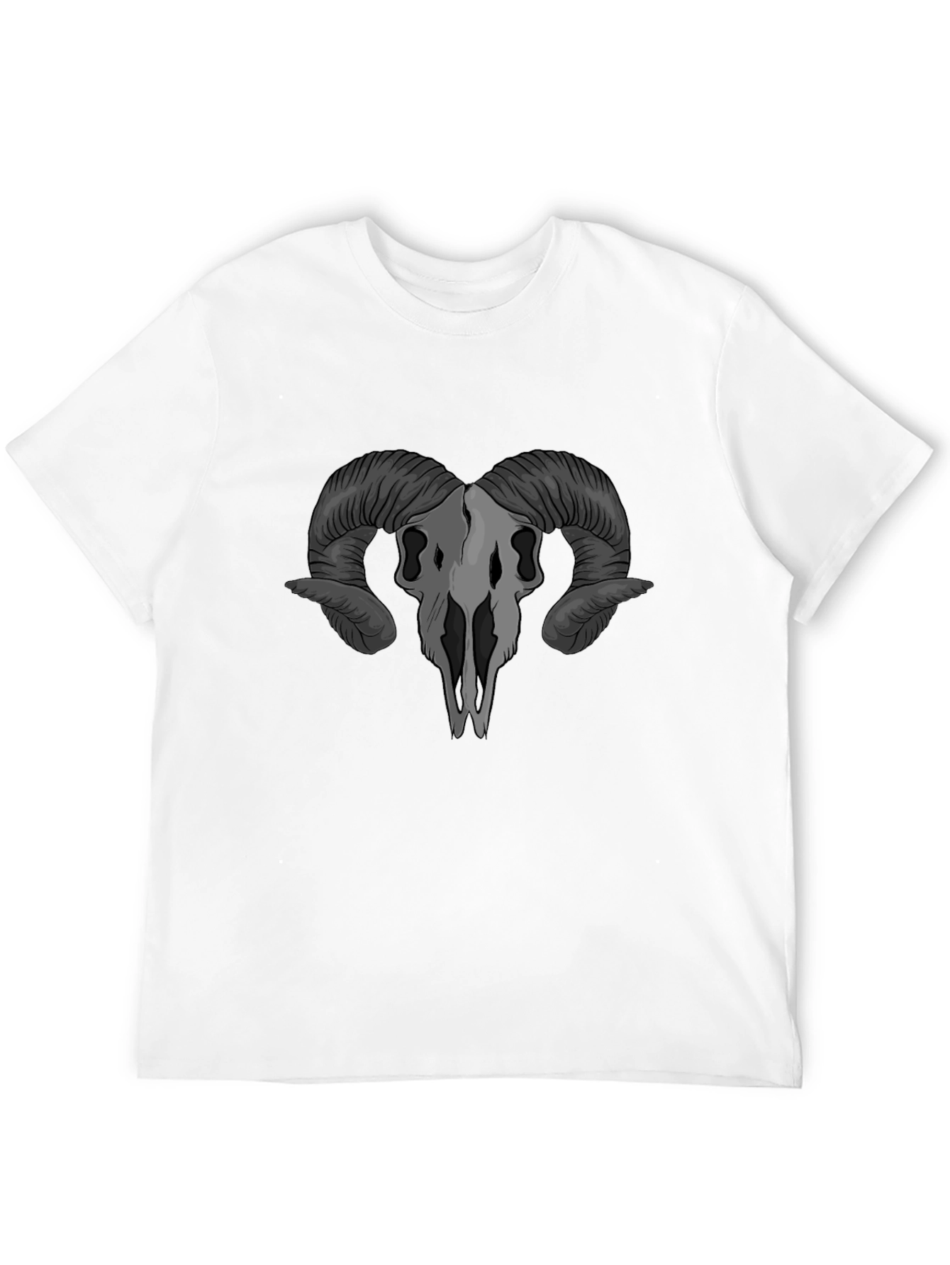 Ram Skull Graphic T-Shirt - Gothic Style