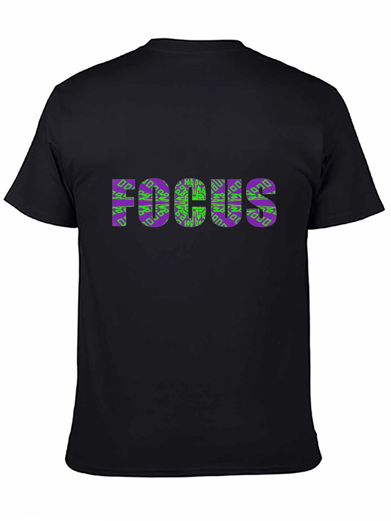 Focus Graphic Tee - Stylish Purple & Green Design