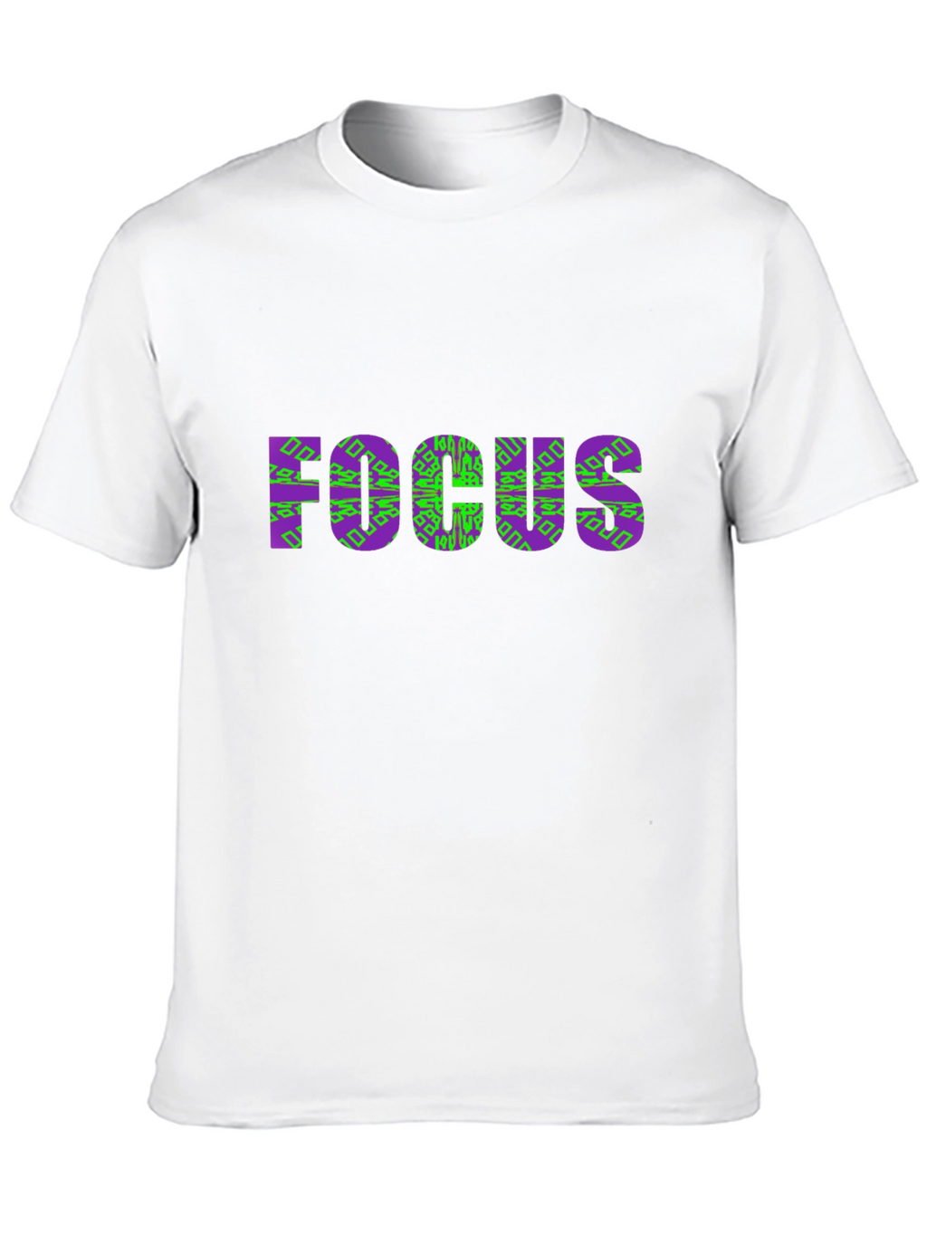 Focus Graphic Tee - Stylish Purple & Green Design