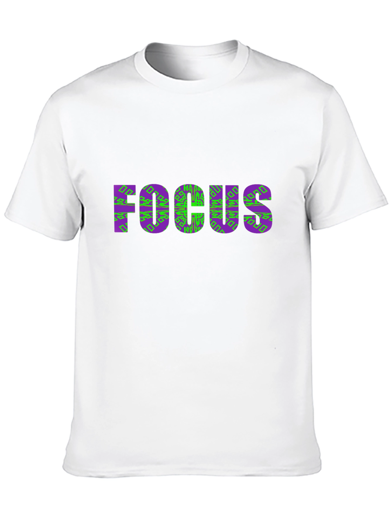 Focus Graphic Tee - Stylish Purple & Green Design