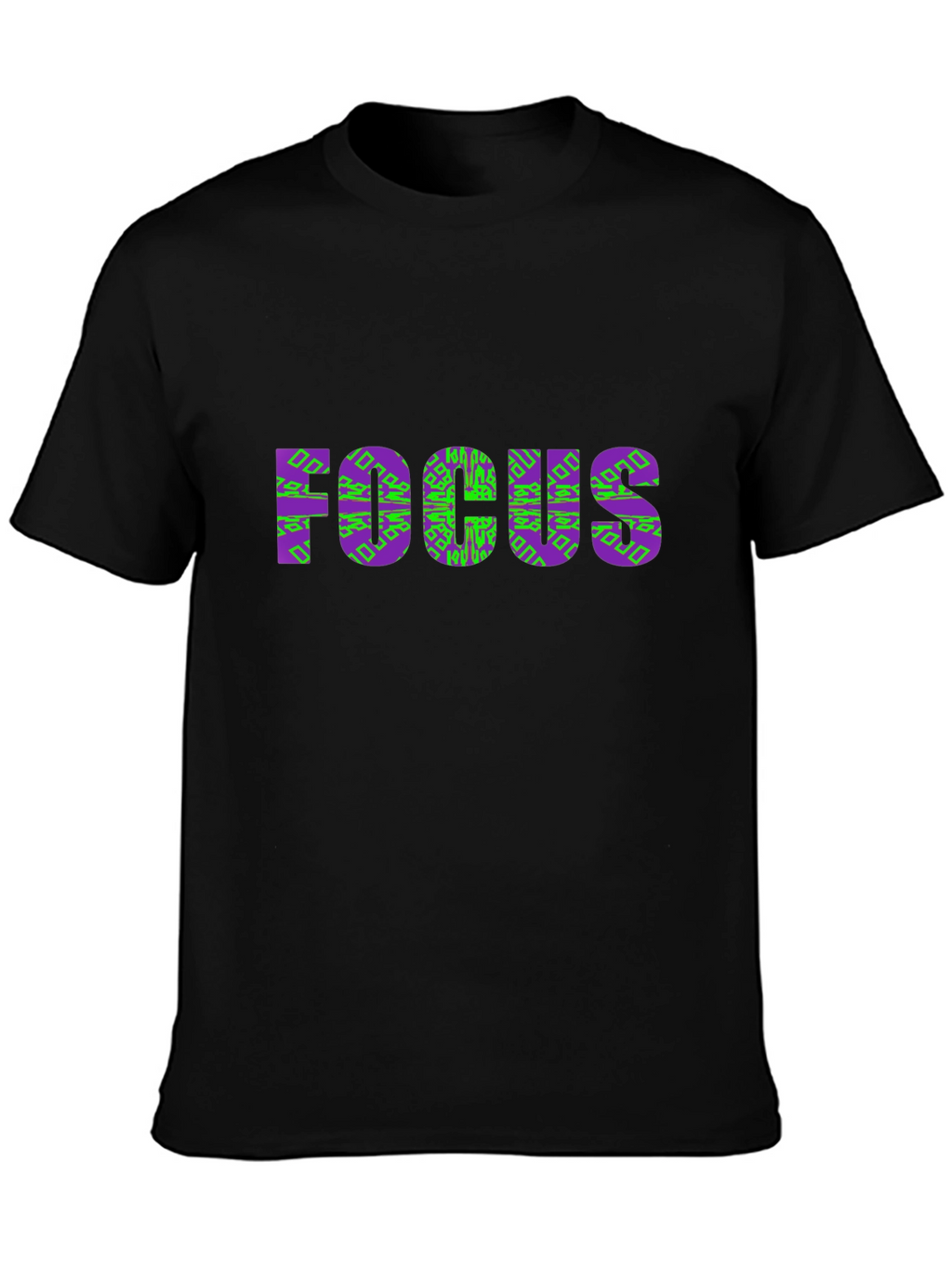Focus Graphic Tee - Stylish Purple & Green Design
