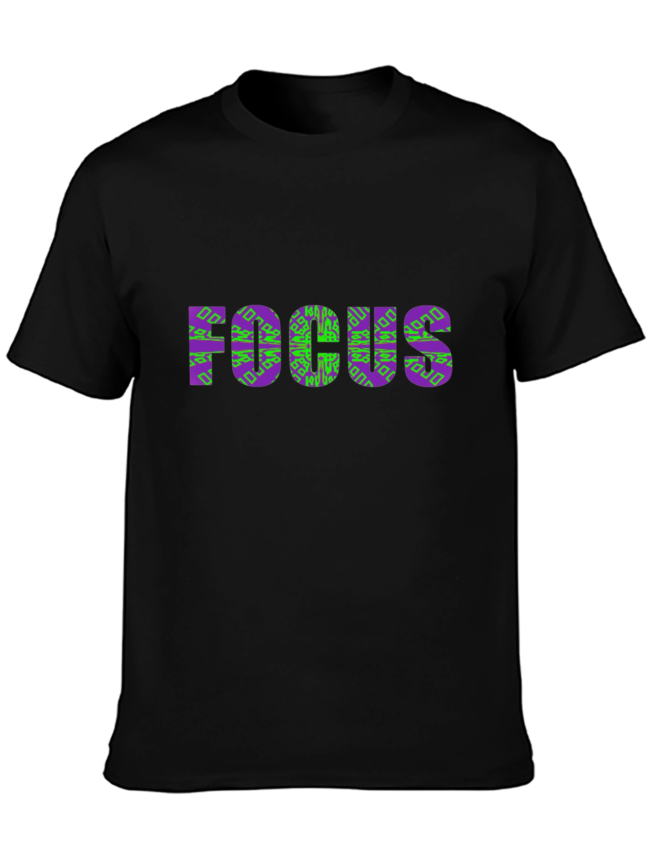 Focus Graphic Tee - Stylish Purple & Green Design