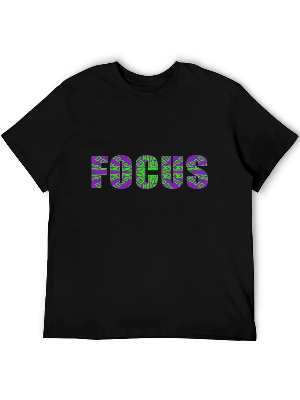 Focus Graphic Tee - Stylish Purple & Green Design