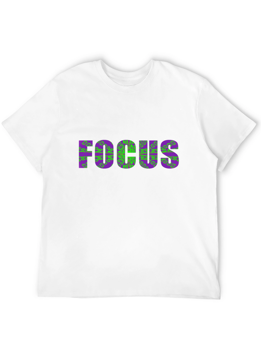 Focus Graphic Tee - Stylish Purple & Green Design