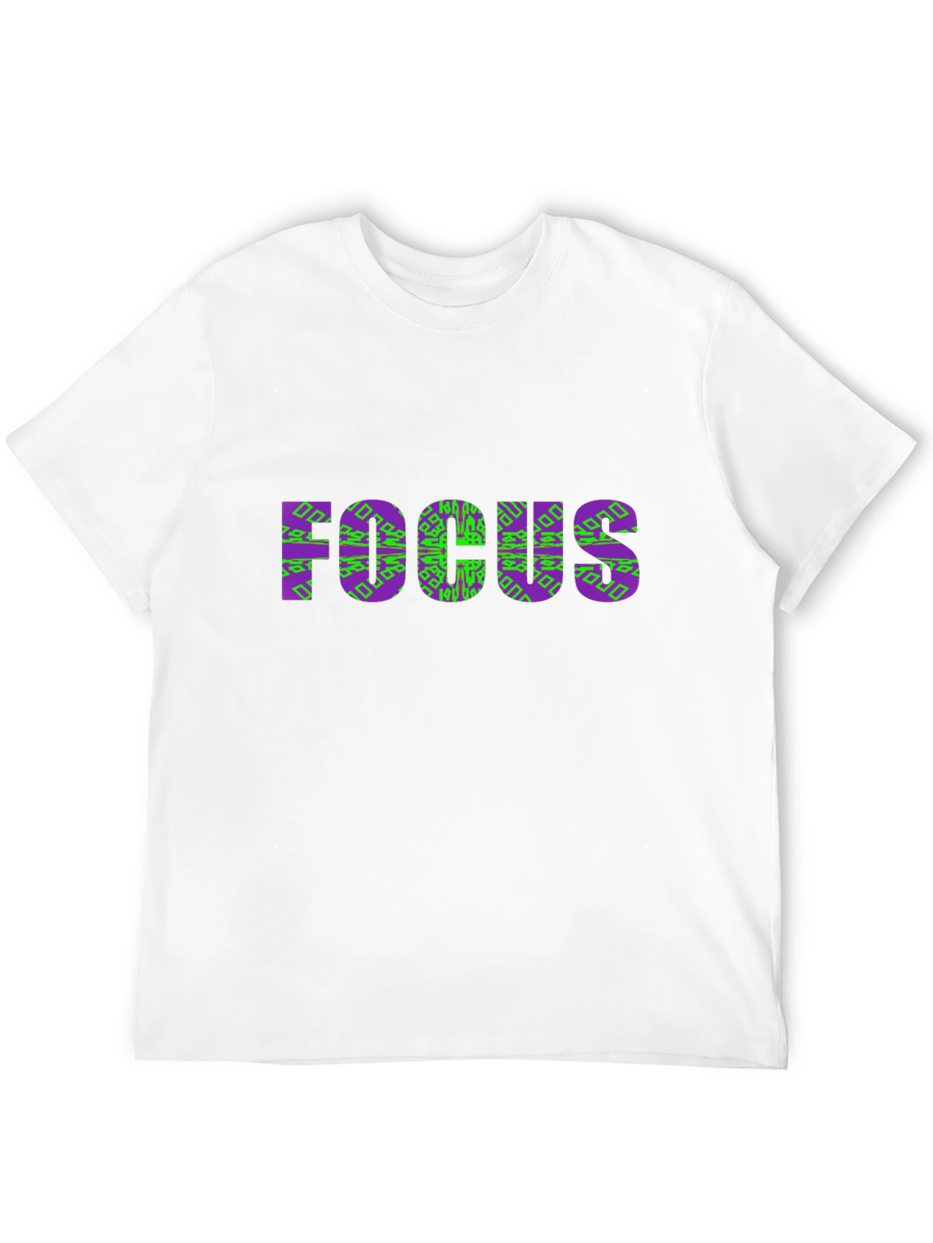 Focus Graphic Tee - Stylish Purple & Green Design