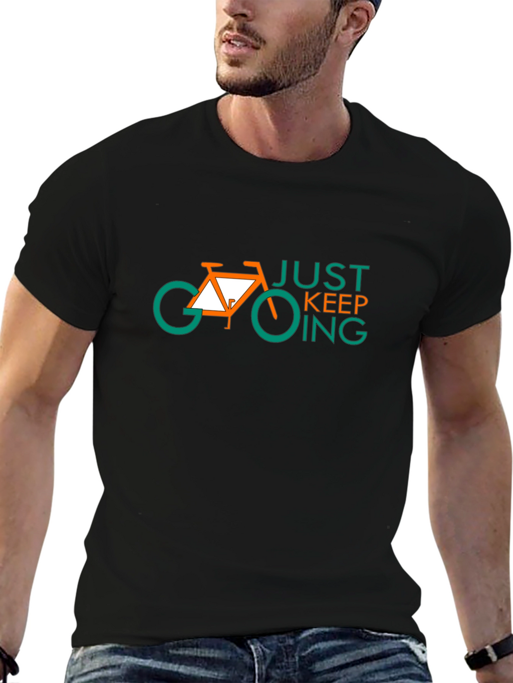 Just Keep Going Bike Graphic Tee - Black