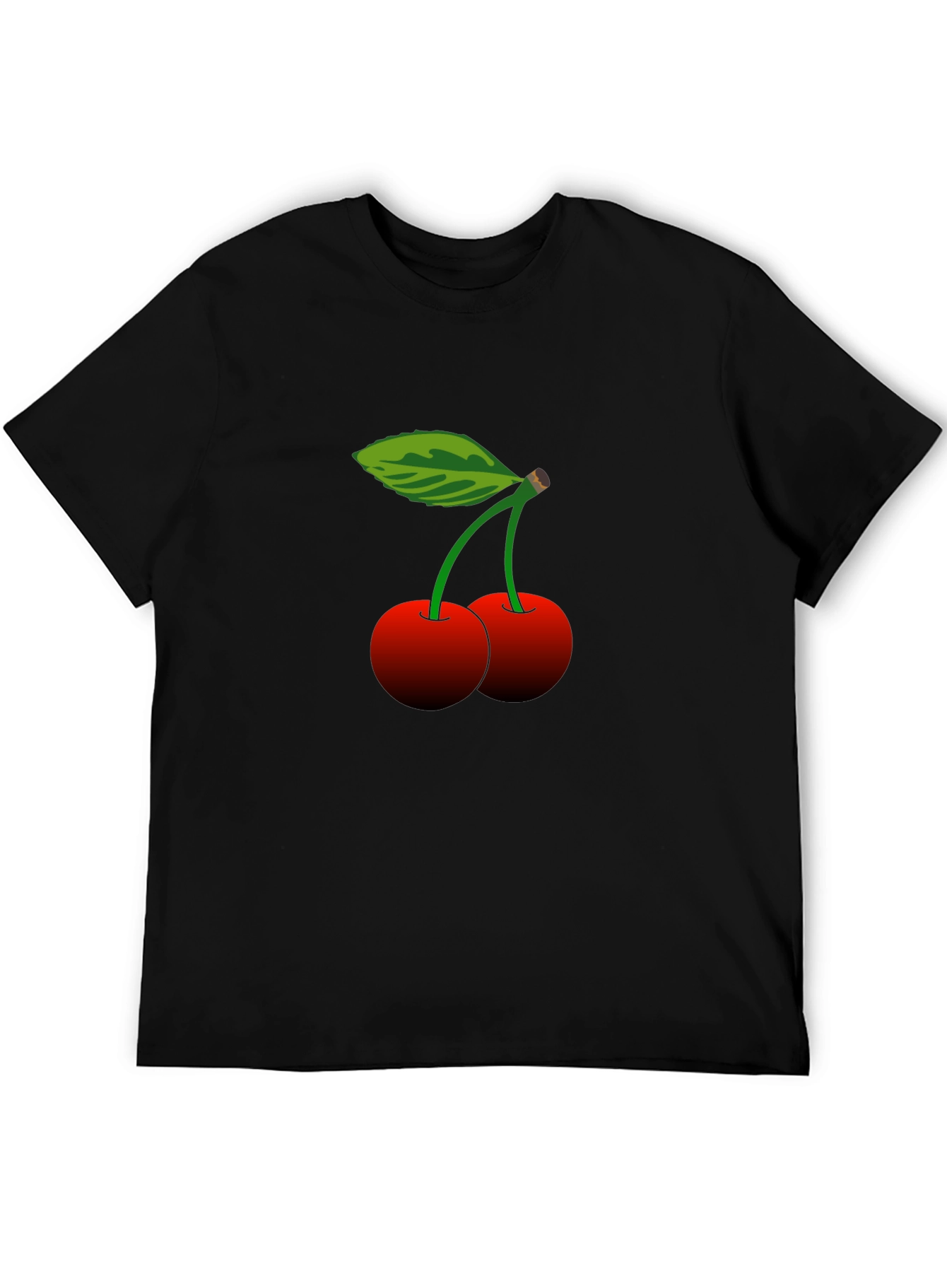 Cherry Print Black T-Shirt - Casual Style
