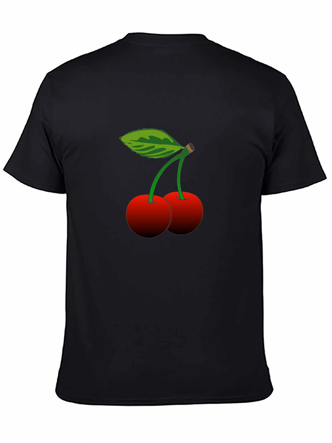 Cherry Print Black T-Shirt - Casual Style
