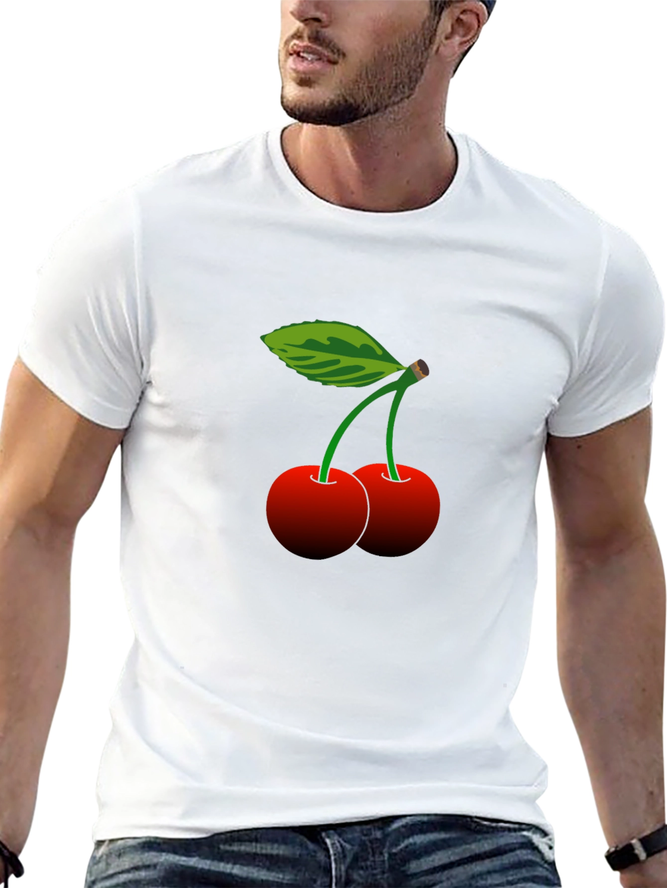 Cherry Print Black T-Shirt - Casual Style