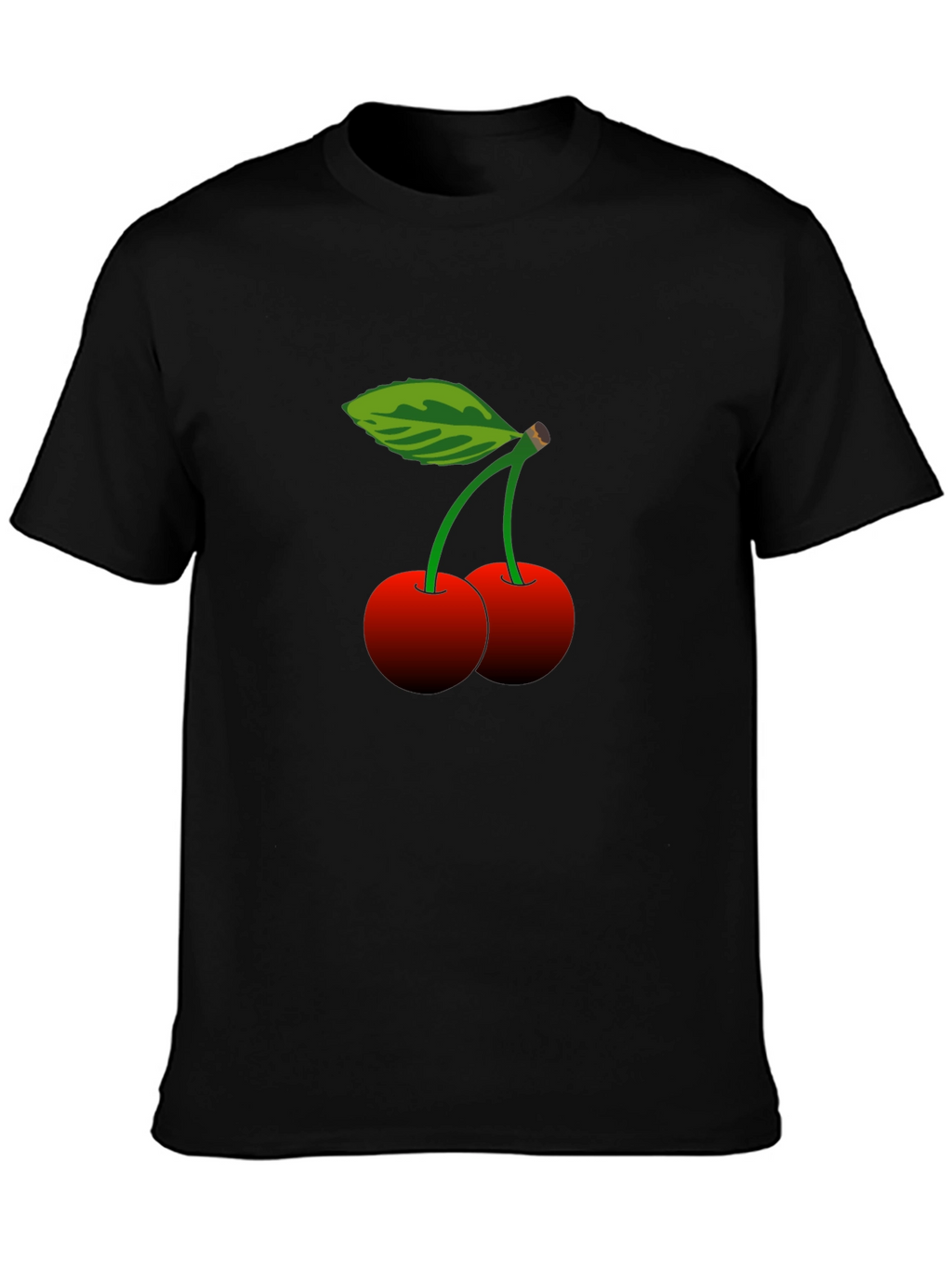 Cherry Print Black T-Shirt - Casual Style