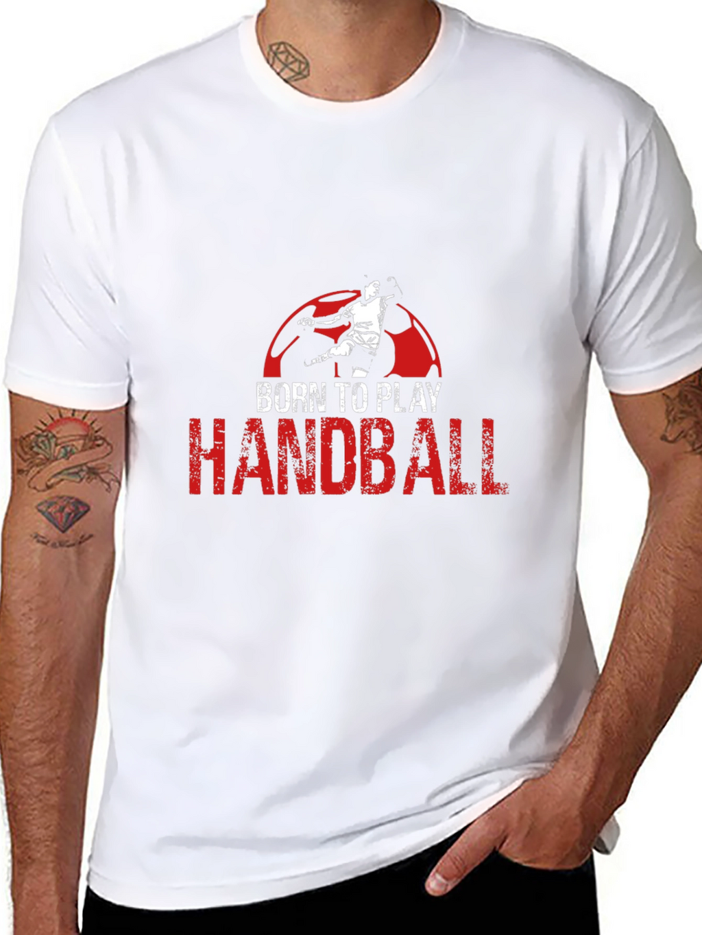 Born to Play Handball Black Graphic T-Shirt