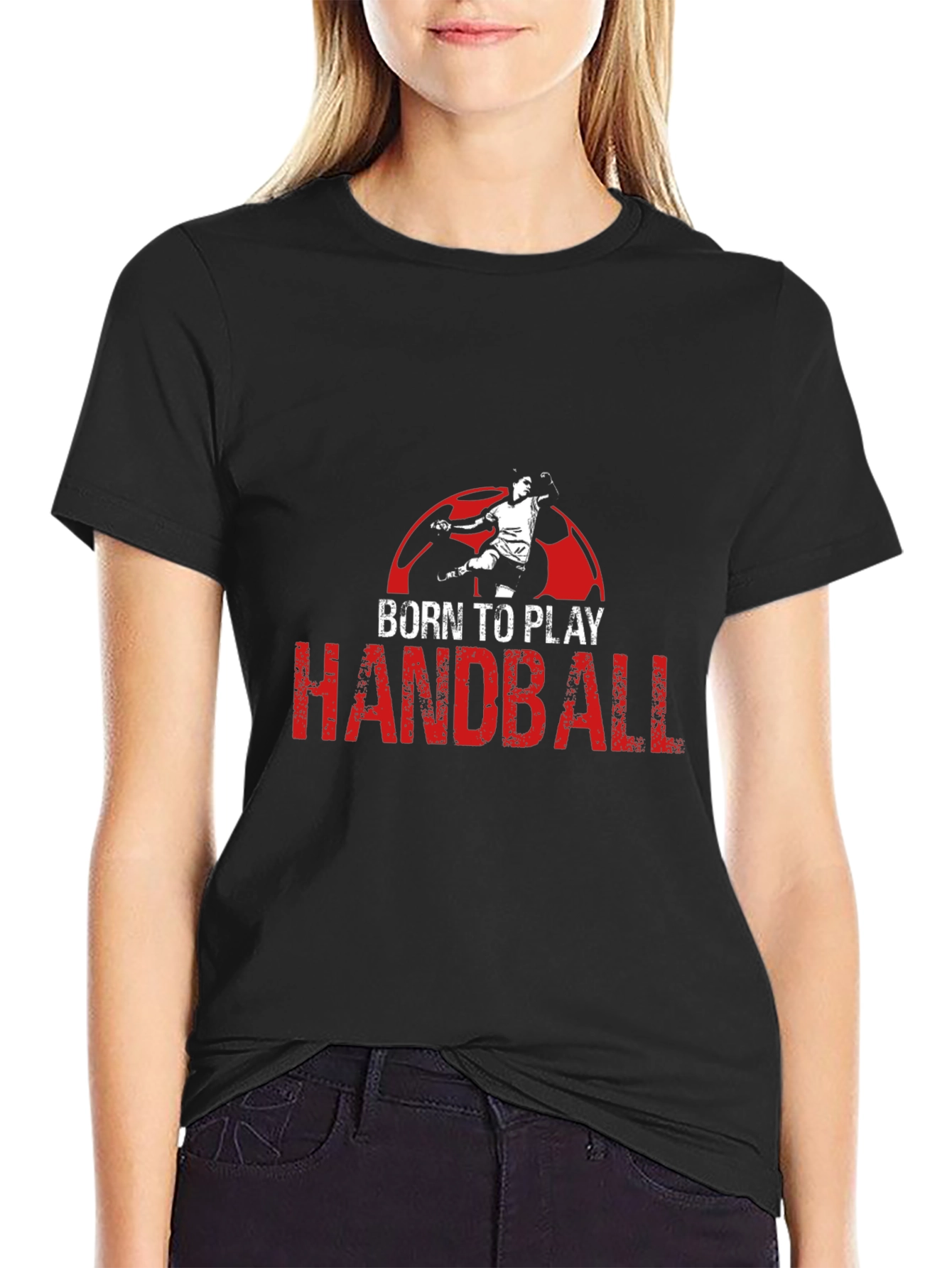 Born to Play Handball Black Graphic T-Shirt
